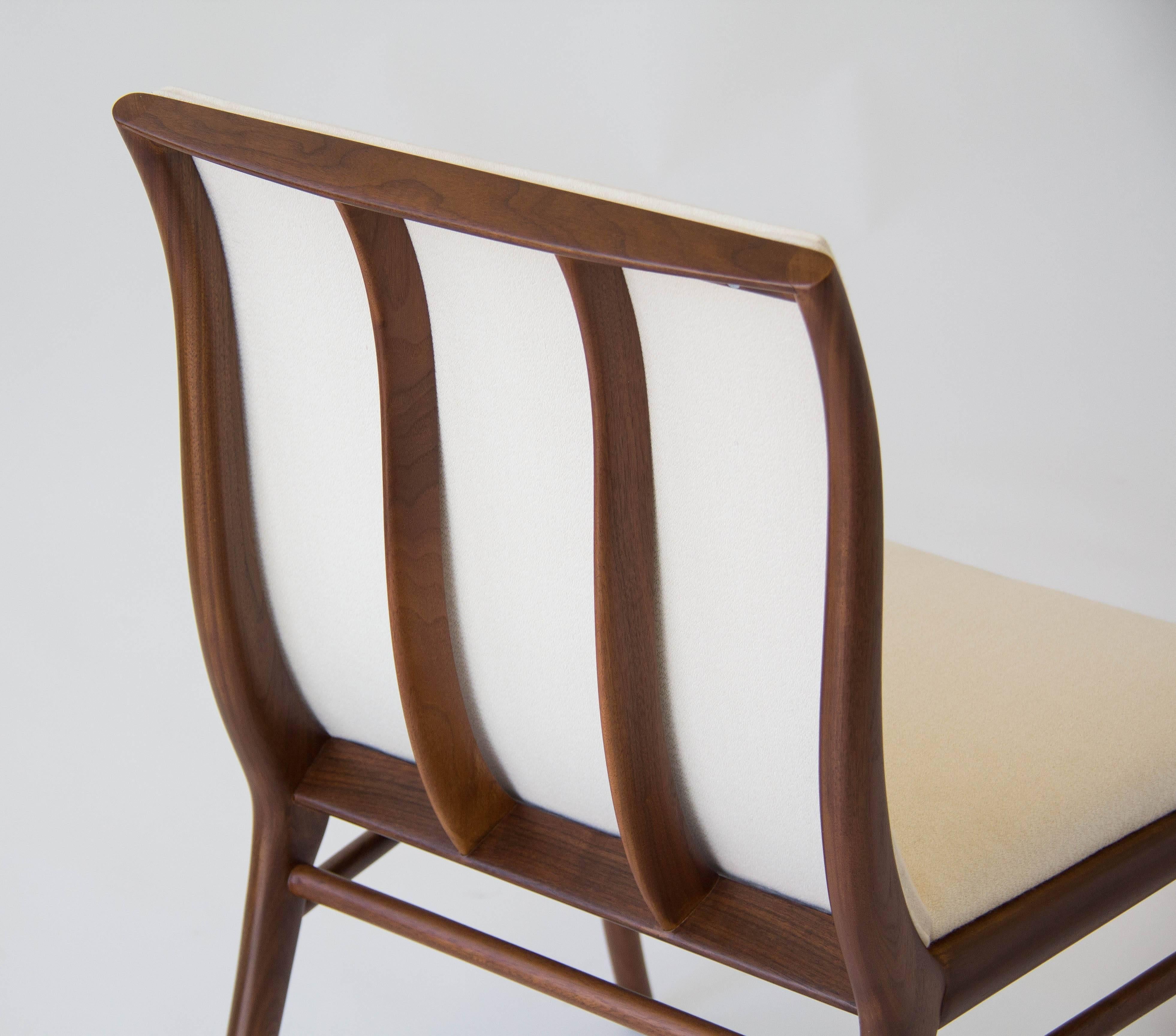 Cotton T.H. Robsjohn-Gibbings for Widdicomb Sabre-Leg Dining Chairs, Set of Six