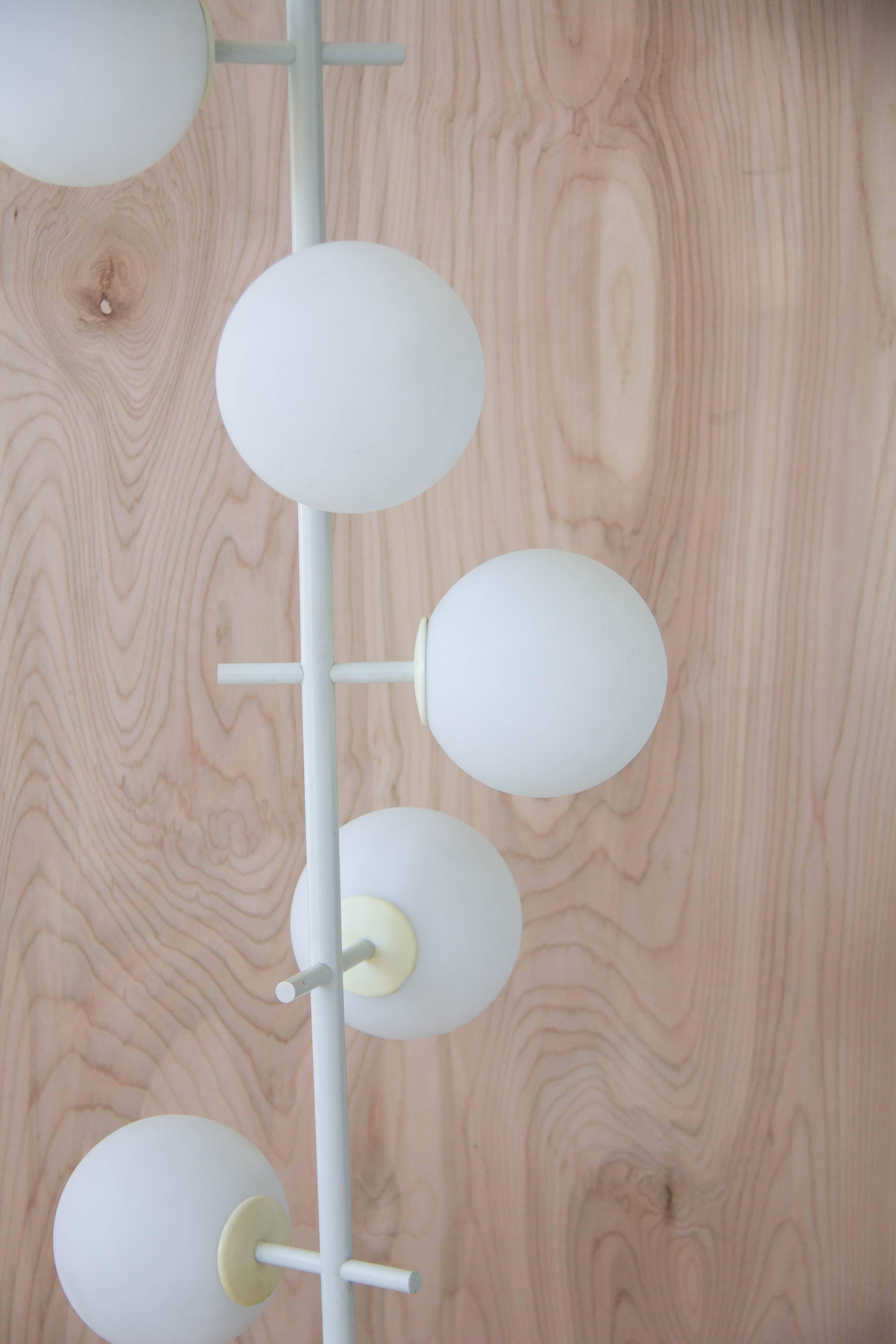 Rare Temde Leuchten Floor Lamp with Frosted Globes In Good Condition In Los Angeles, CA