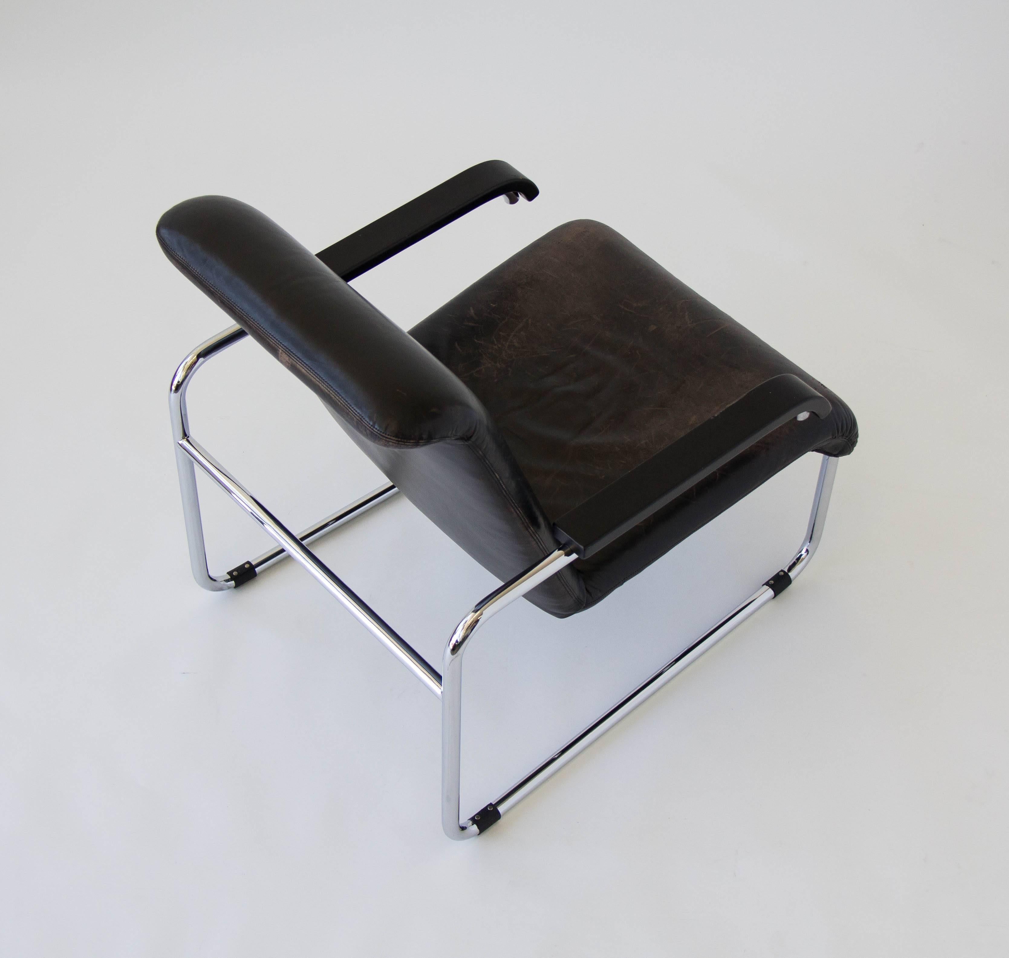 German Marcel Breuer for Thonet B35 Leather Lounge Chair