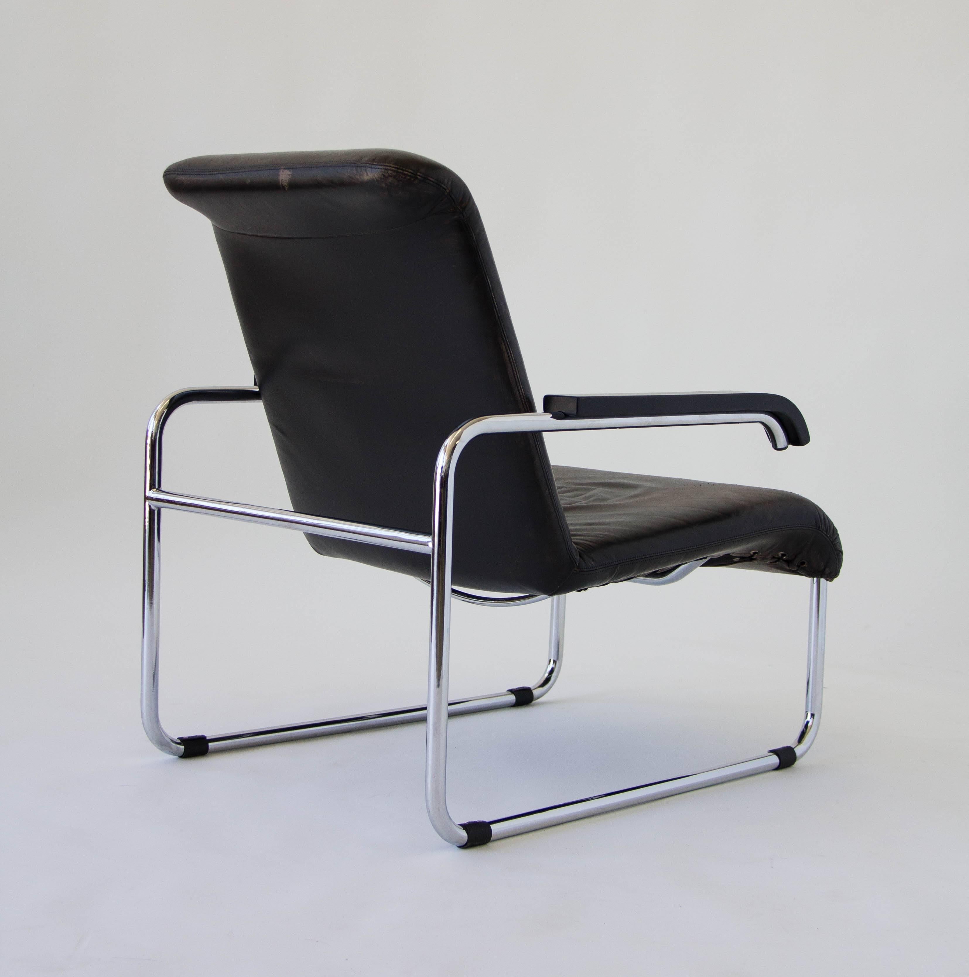 Marcel Breuer for Thonet B35 Leather Lounge Chair In Good Condition In Los Angeles, CA