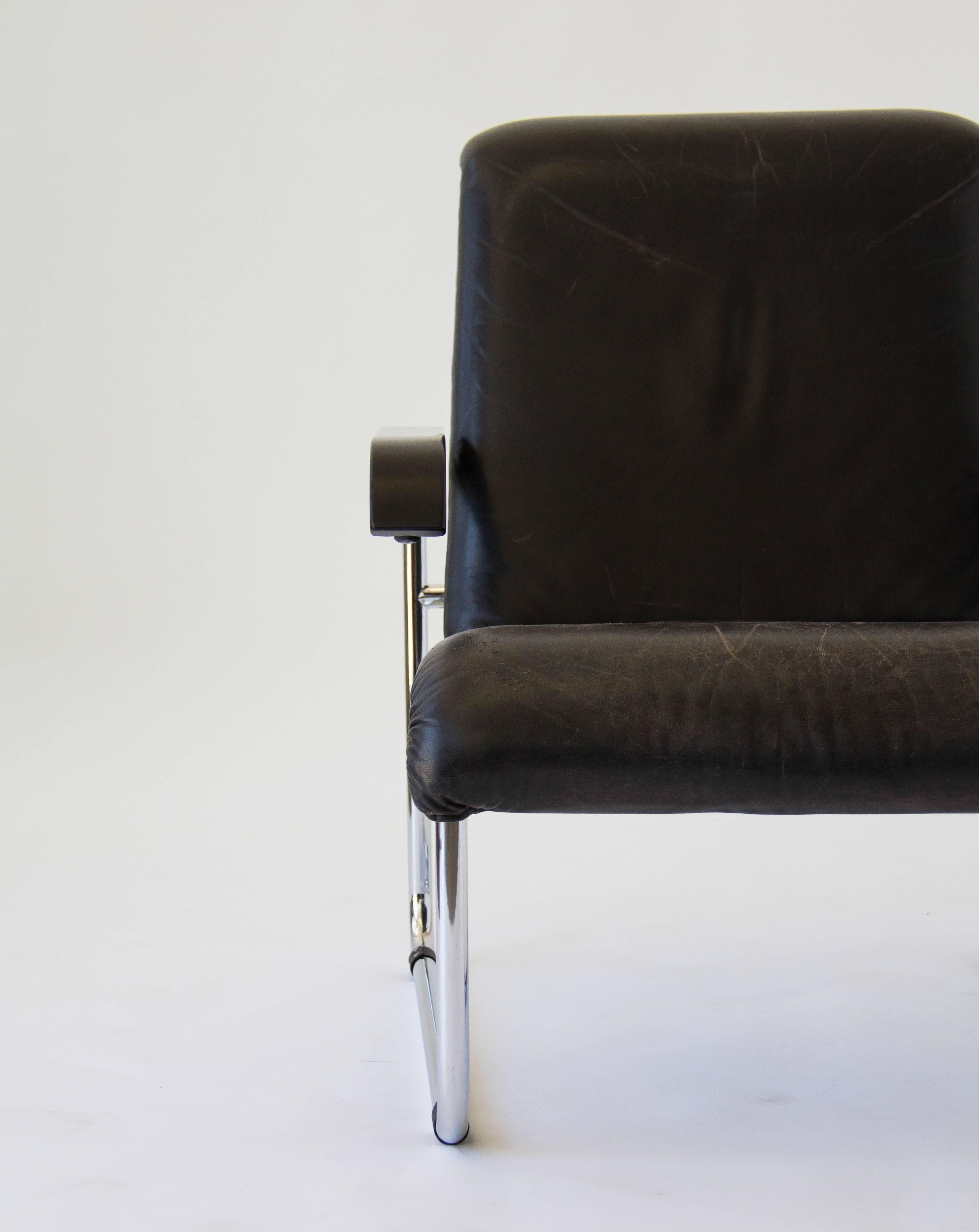 Chrome Marcel Breuer for Thonet B35 Leather Lounge Chair