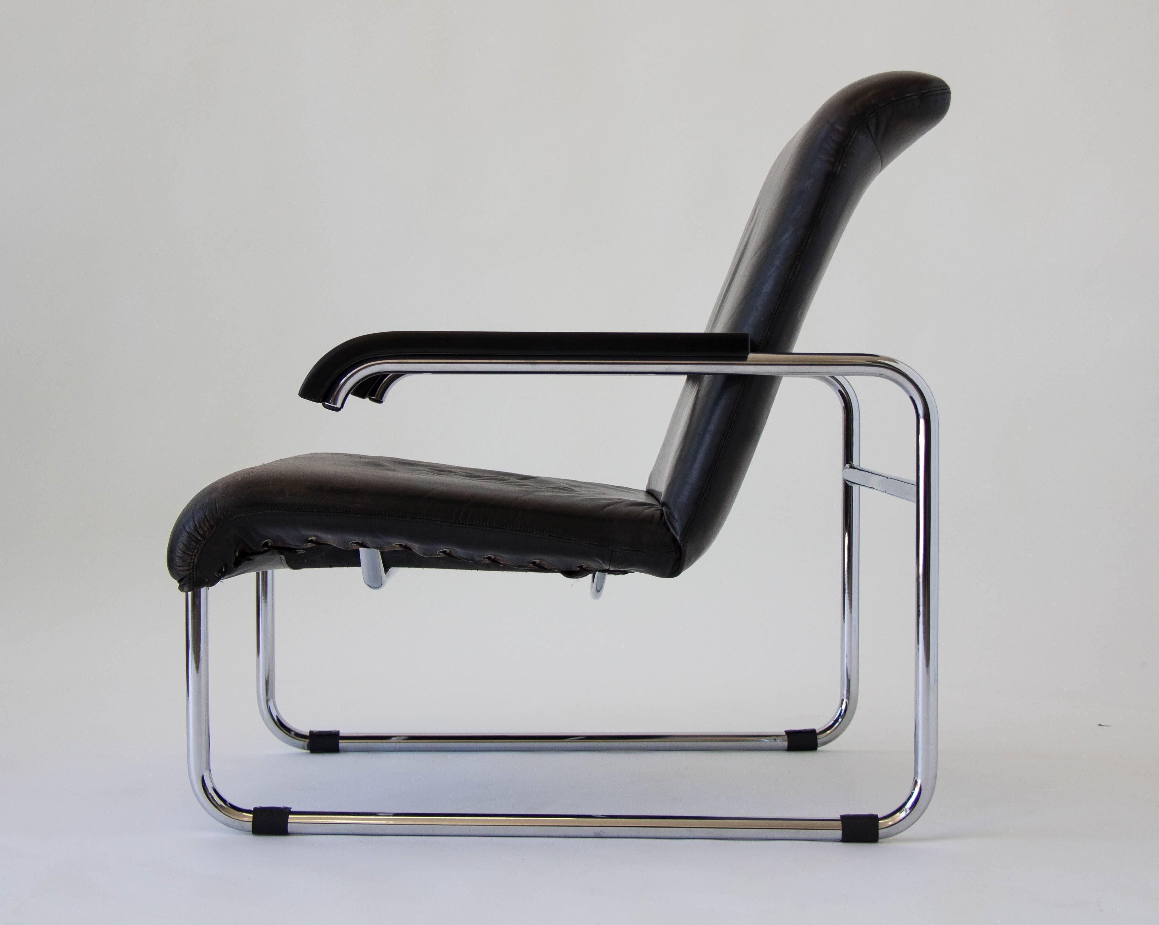 Painted Marcel Breuer for Thonet B35 Leather Lounge Chair