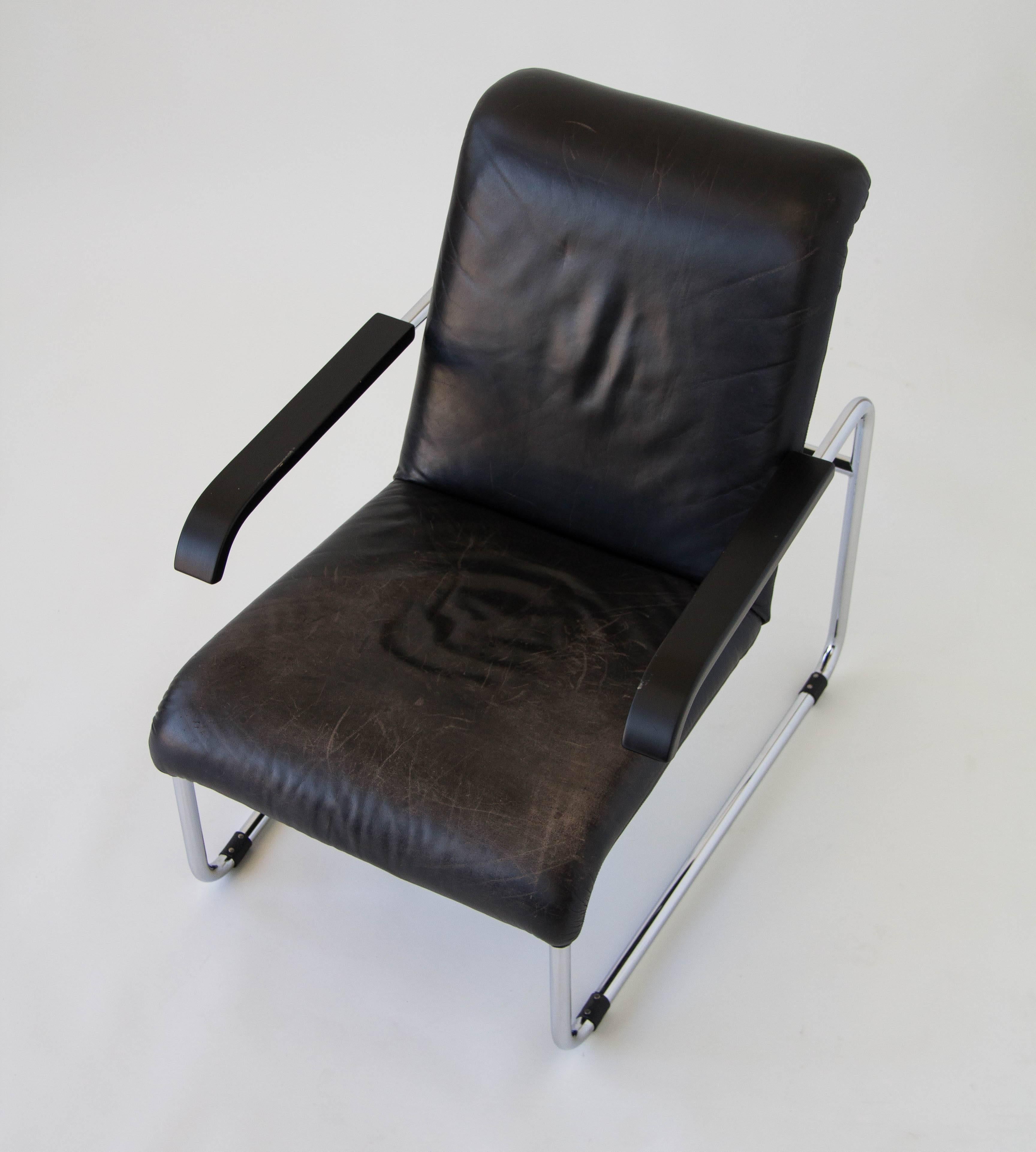 Bauhaus Marcel Breuer for Thonet B35 Leather Lounge Chair