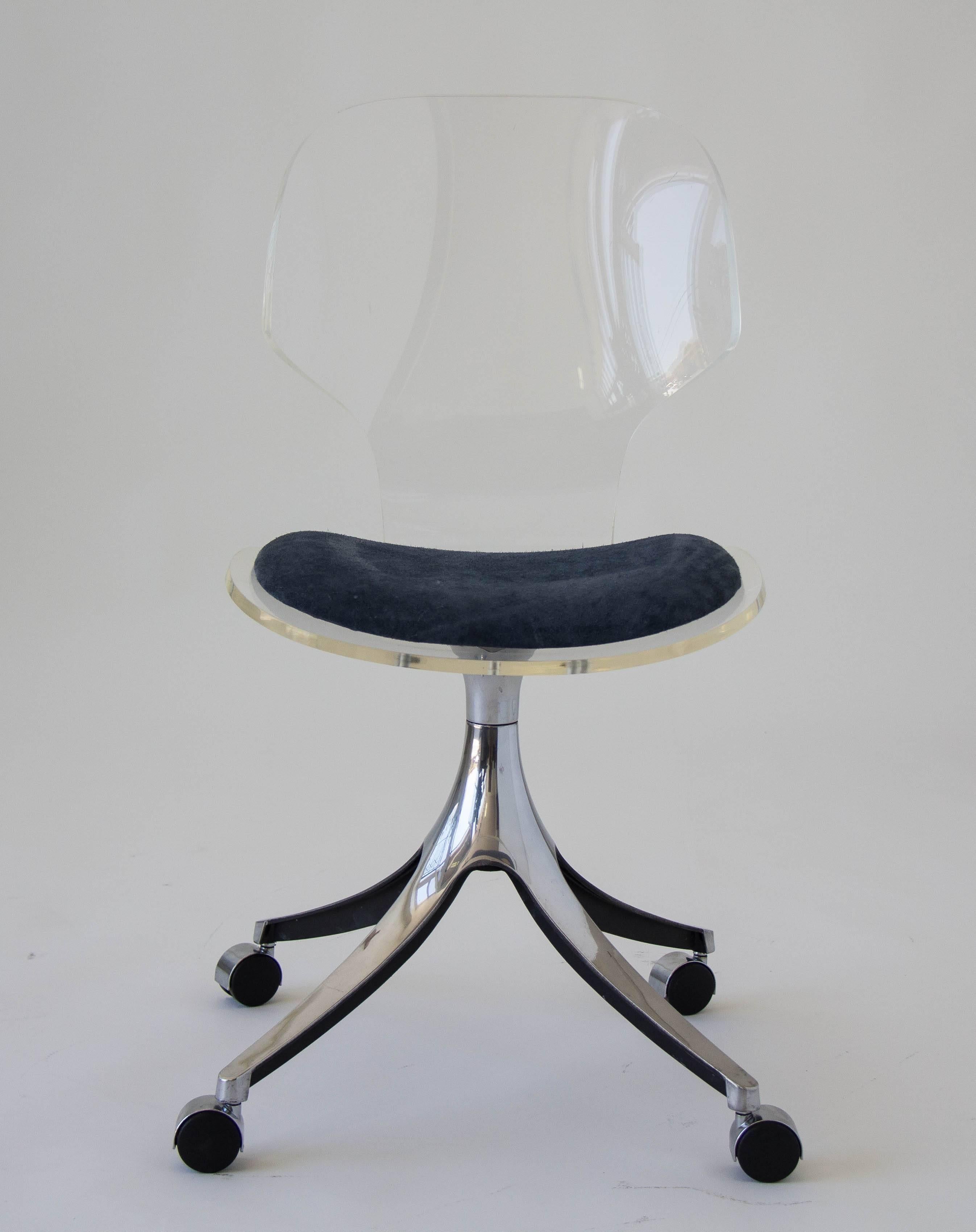 Mid-Century Modern Hill Manufacturing Co. Lucite Rolling Desk Chair