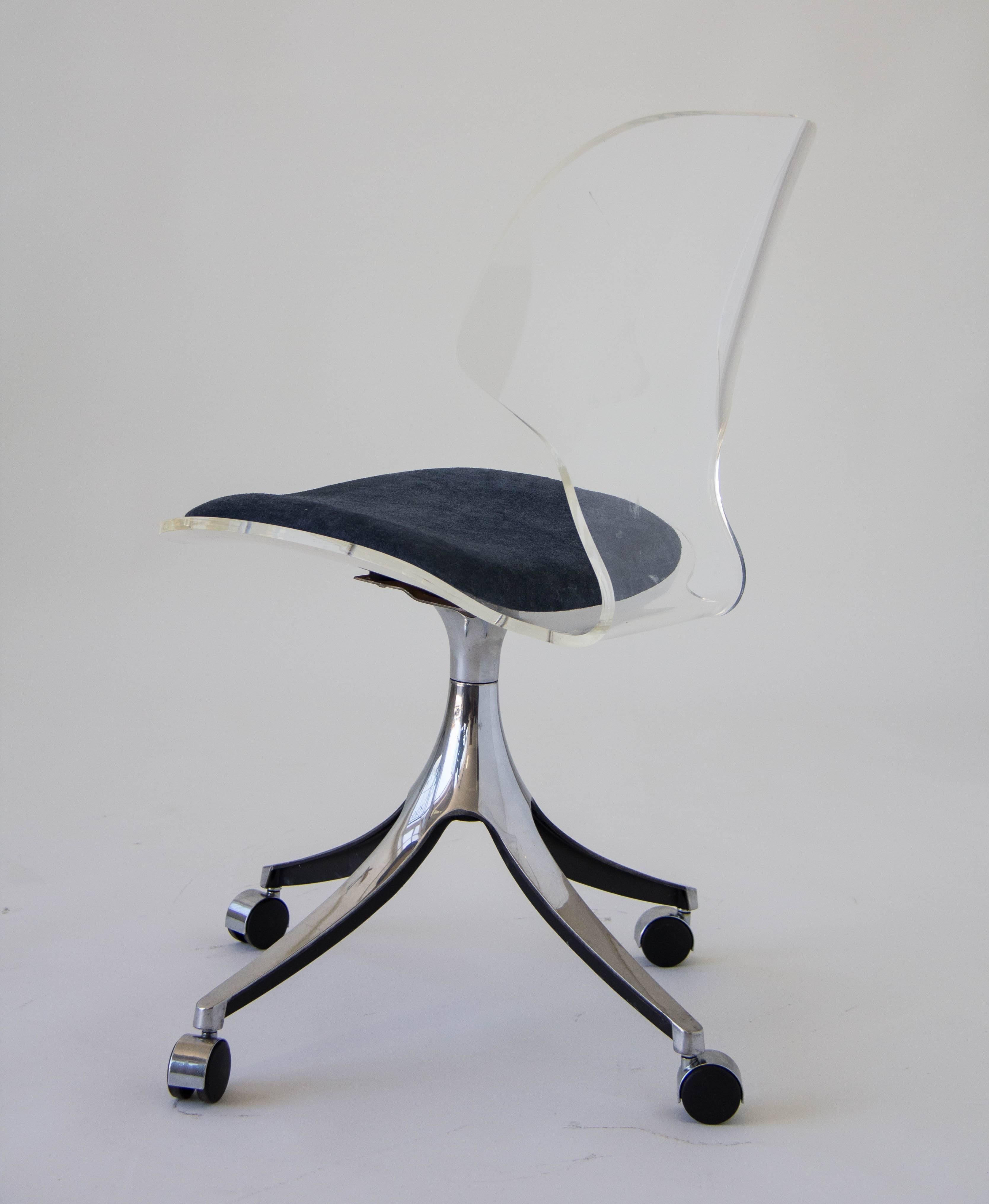 Molded Hill Manufacturing Co. Lucite Rolling Desk Chair
