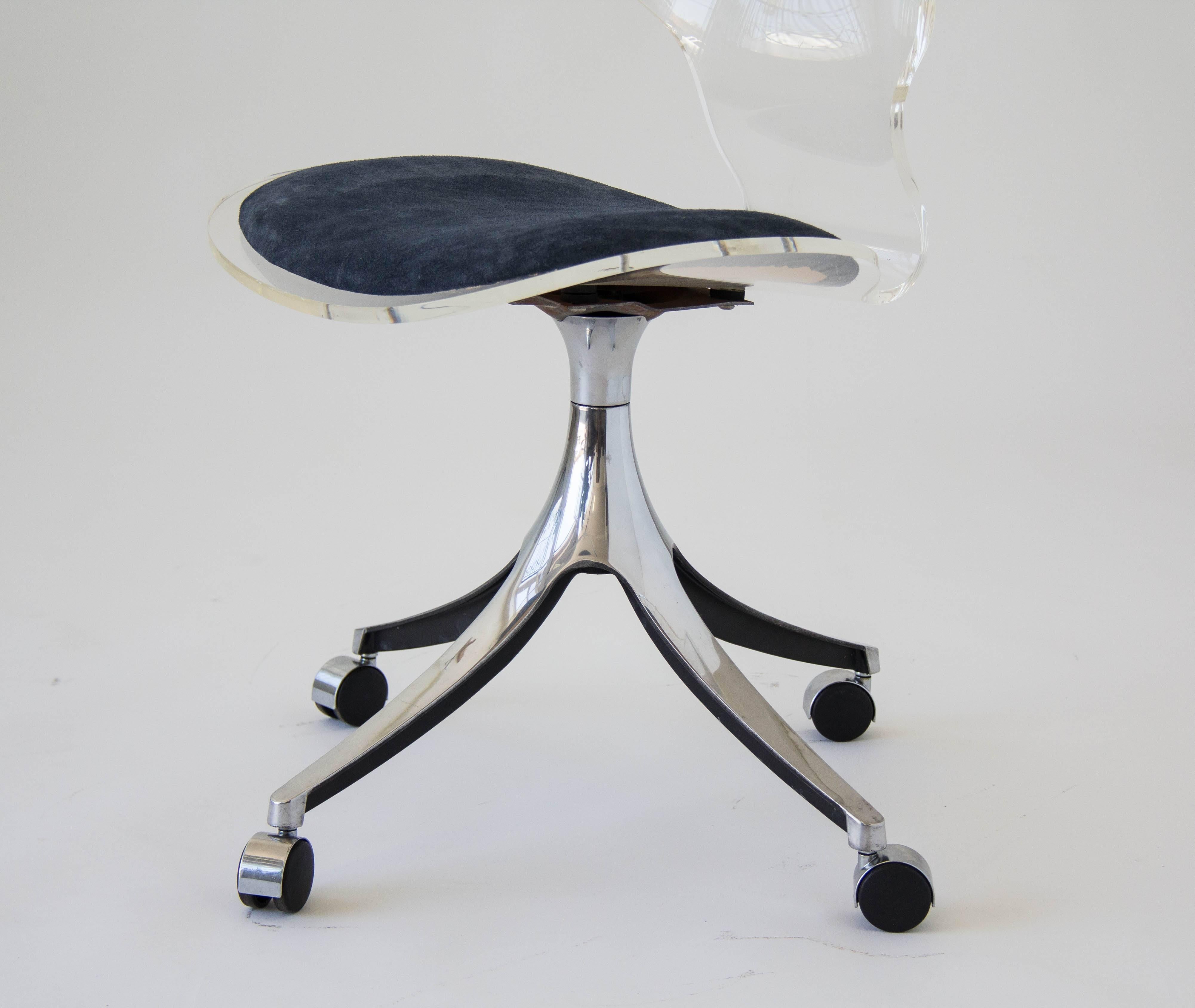 Late 20th Century Hill Manufacturing Co. Lucite Rolling Desk Chair