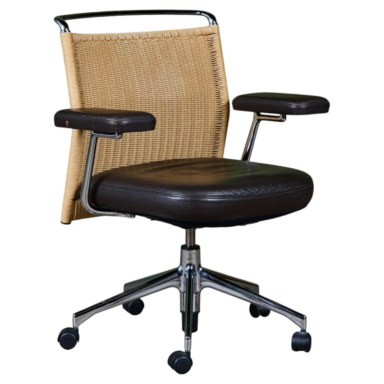 Pre-owned Vitra Antonio Citterio Desk Chair For , Leather & Papercord, Italy, 2000s In Black