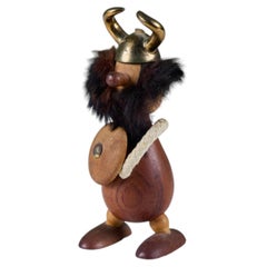 Carl Bent Viking Bottle Opener, Brass with Faux Fur, Denmark, 1960s