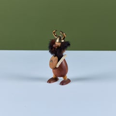 Carl Bent Viking Bottle Opener, Brass with Faux Fur, Denmark, 1960s
