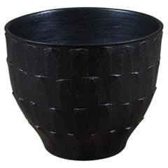 David Cressey Stone Black Ribbed Planter for Architectural Pottery