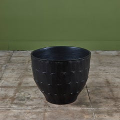 David Cressey Stone Black Ribbed Planter for Architectural Pottery