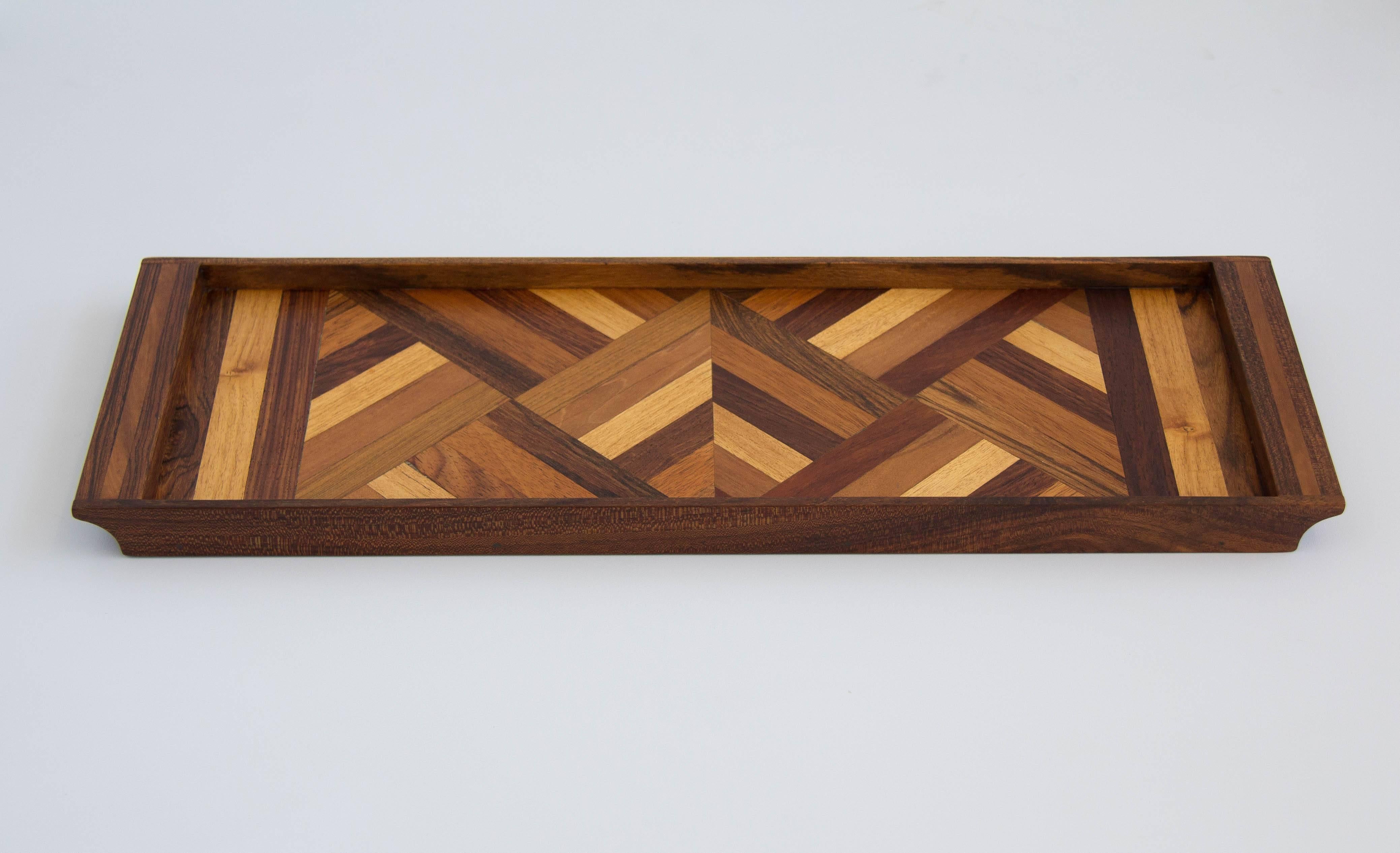Mexican Don Shoemaker Serving Tray with Wood Inlay