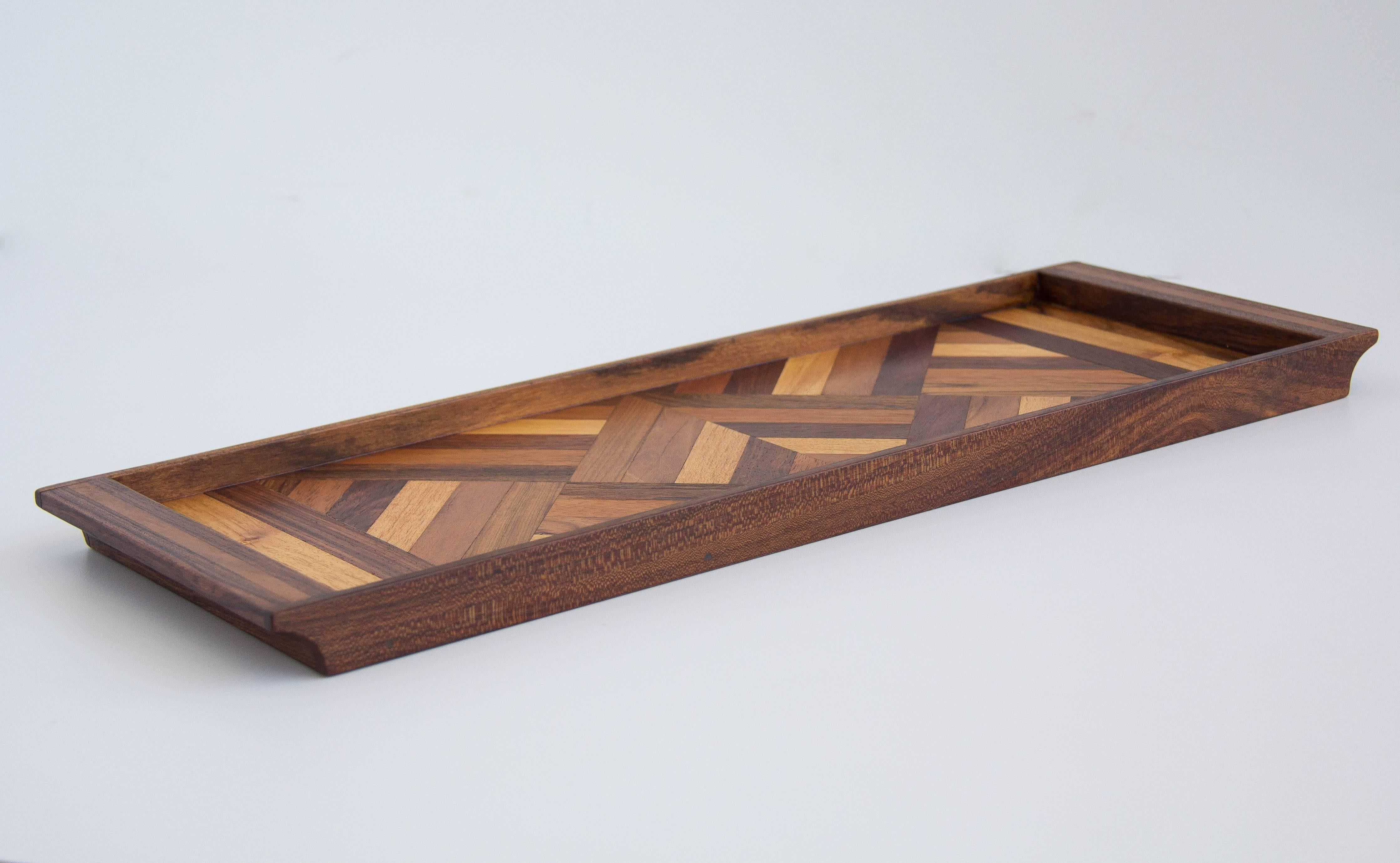 20th Century Don Shoemaker Serving Tray with Wood Inlay