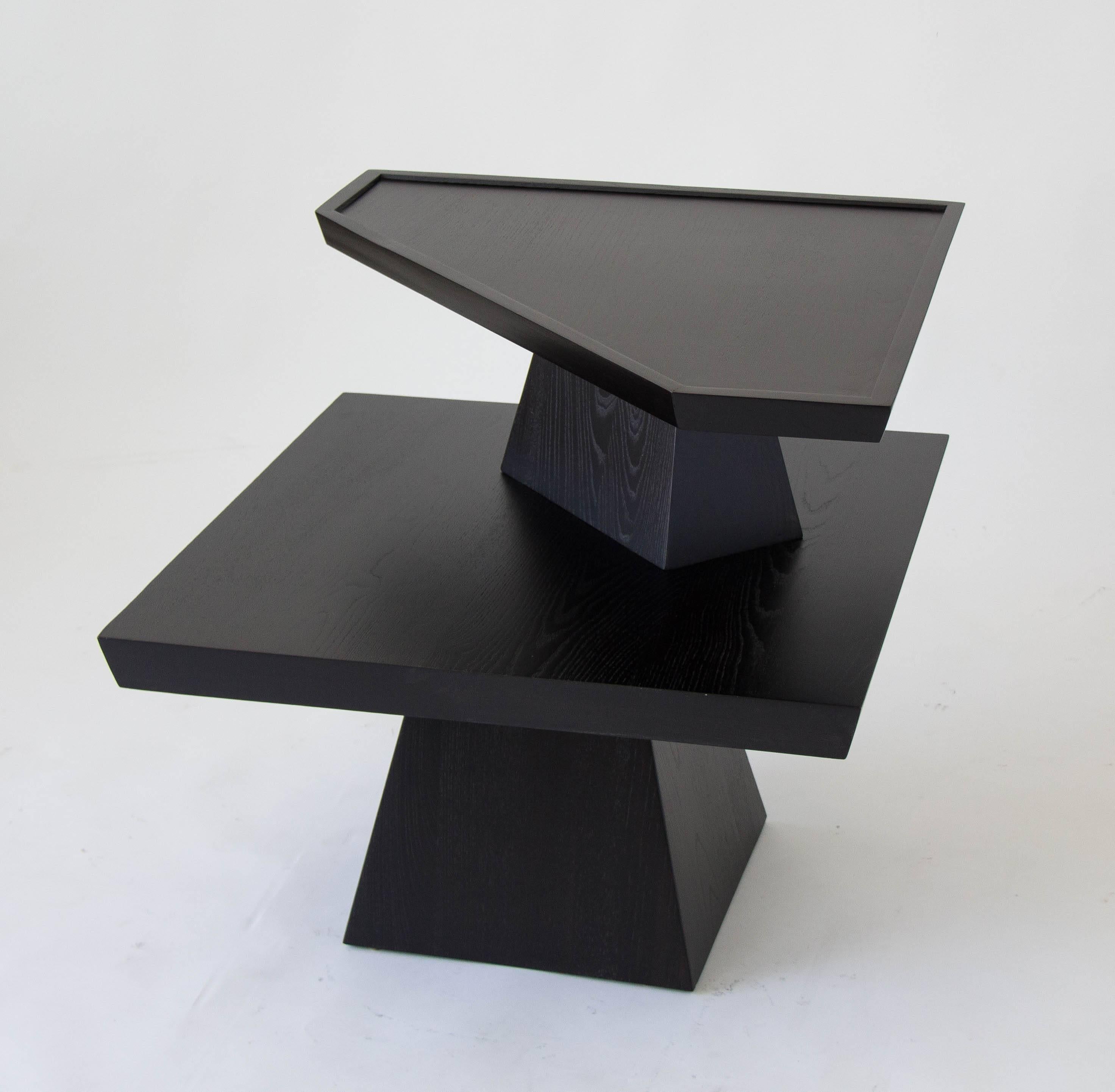 20th Century Brutalist Two-Tiered End Table with Ebonized Finish