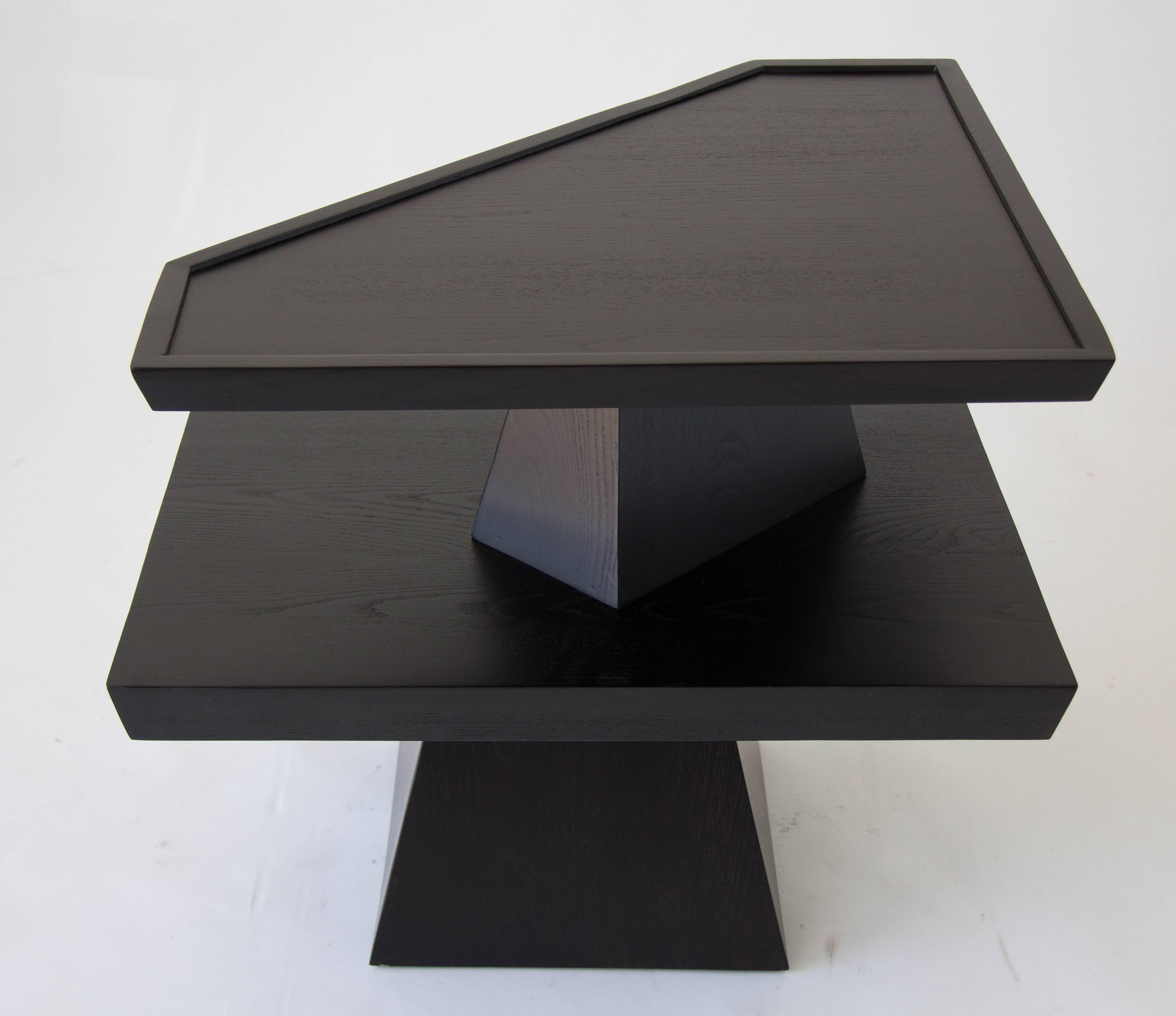 Brutalist Two-Tiered End Table with Ebonized Finish 4