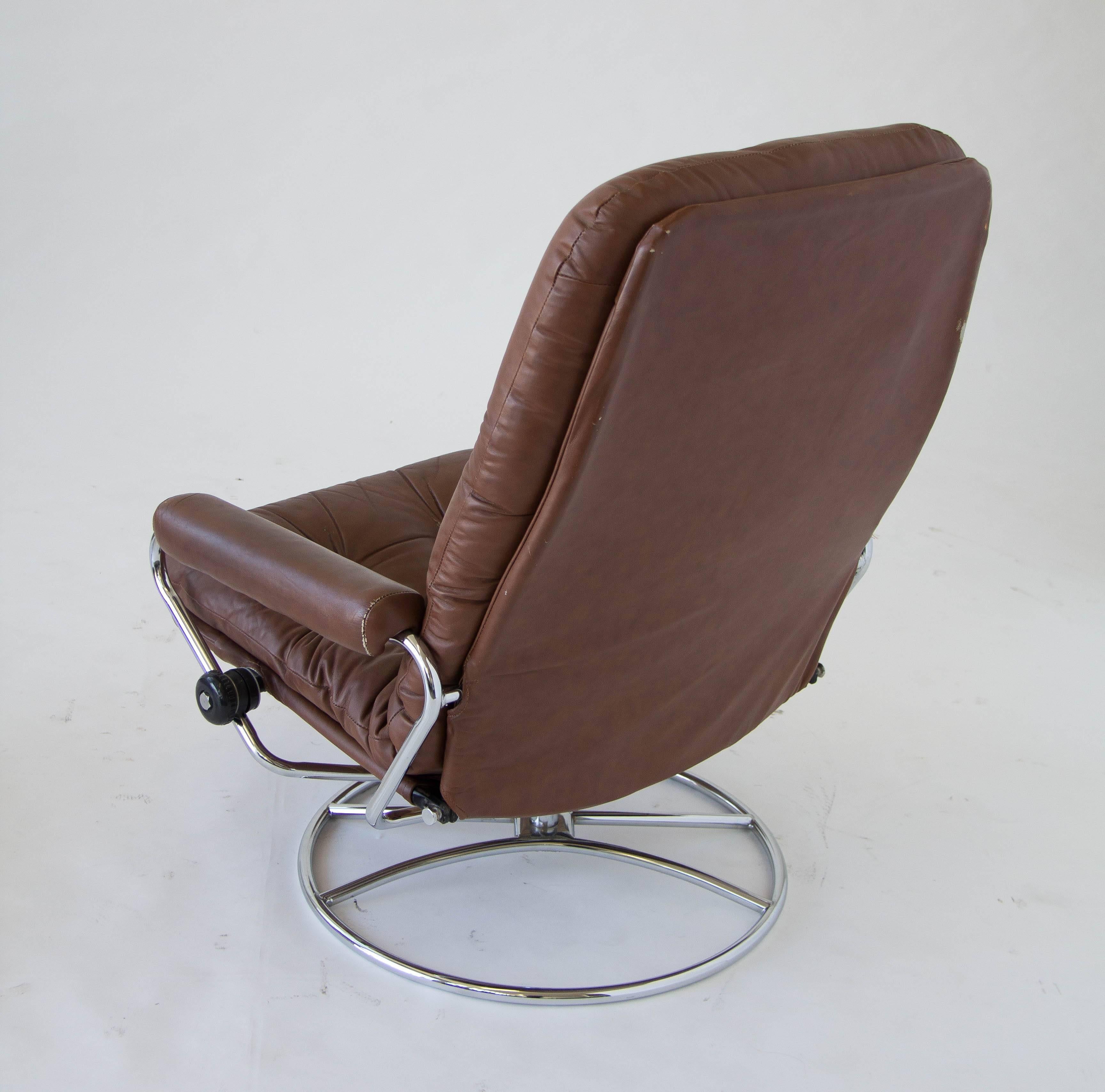 Scandinavian Modern Ekornes Stressless Chair and Ottoman