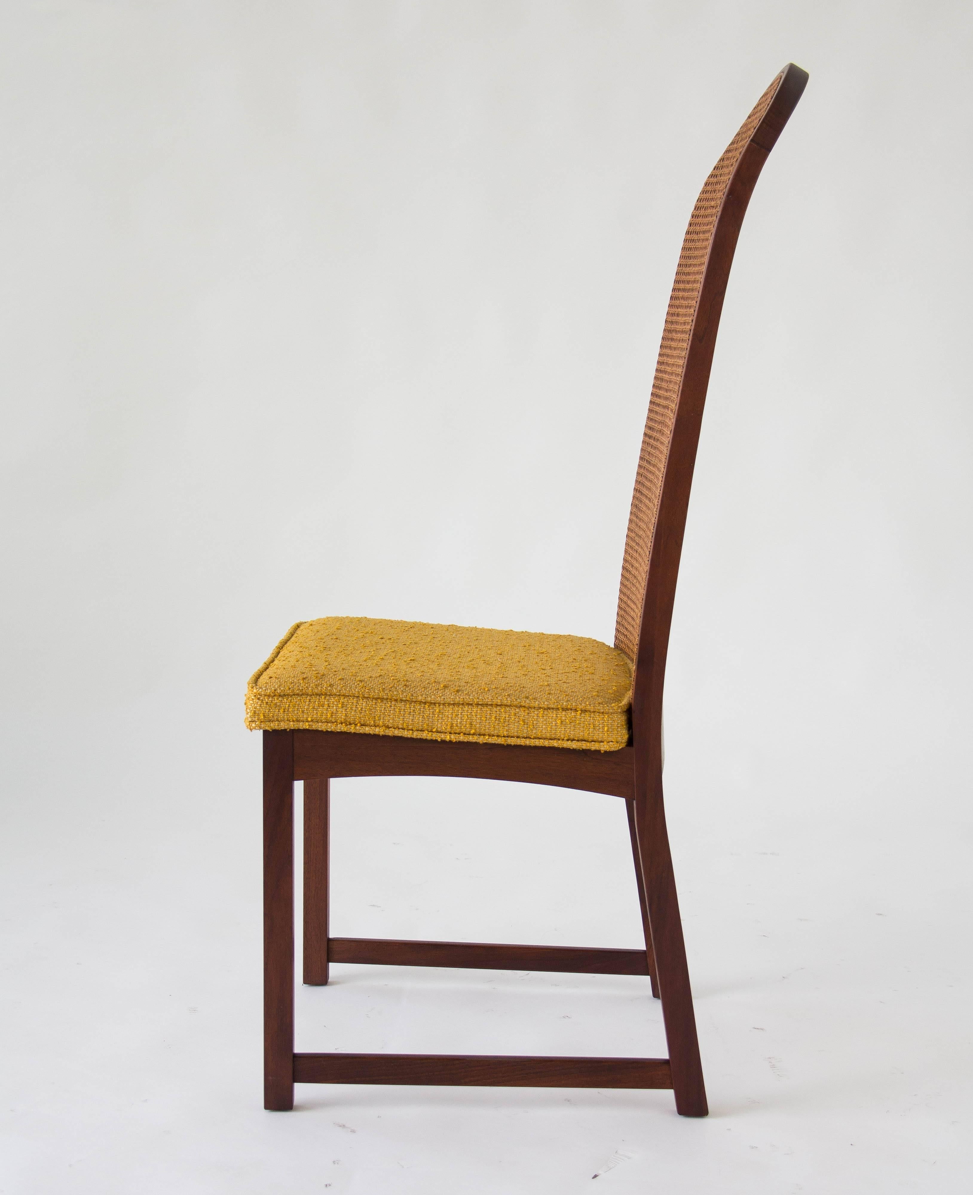 American Set of Six High-Backed Cane Dining Chairs by Milo Baughman