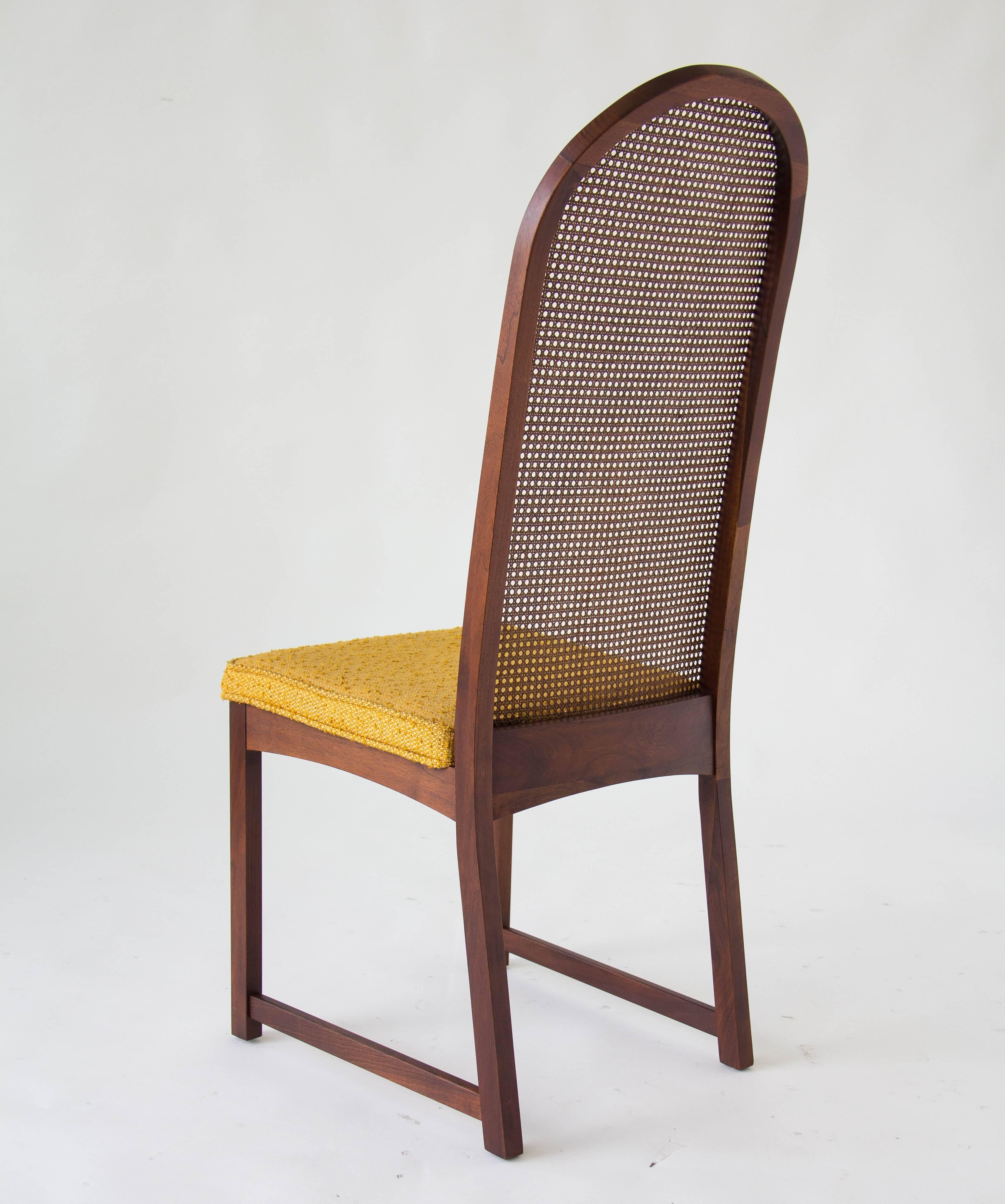 Woven Set of Six High-Backed Cane Dining Chairs by Milo Baughman