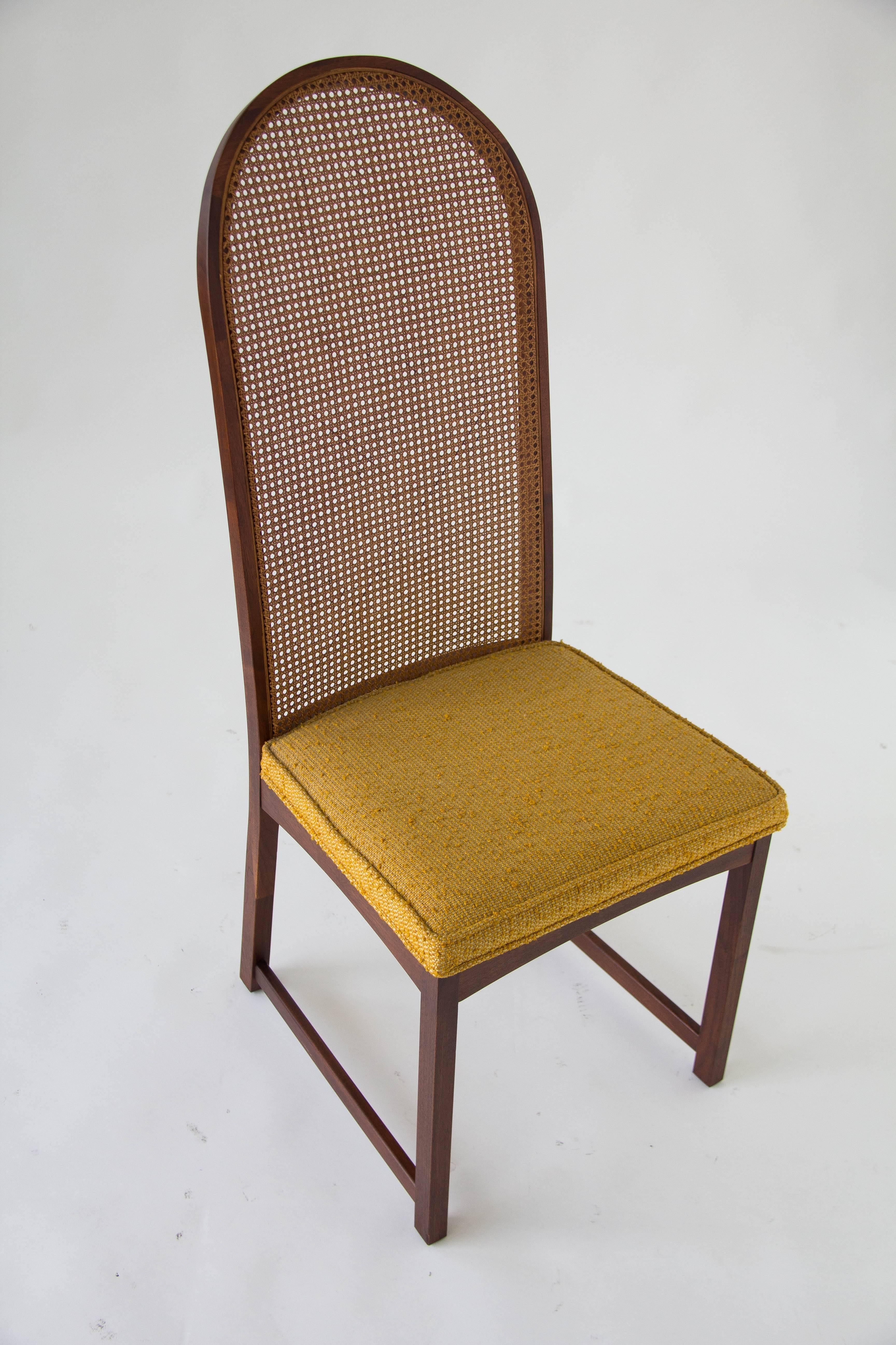 Mid-Century Modern Set of Six High-Backed Cane Dining Chairs by Milo Baughman