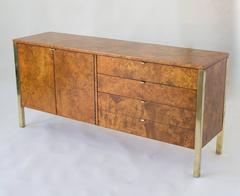 Tomlinson Burlwood Credenza or Sideboard with Brass Details