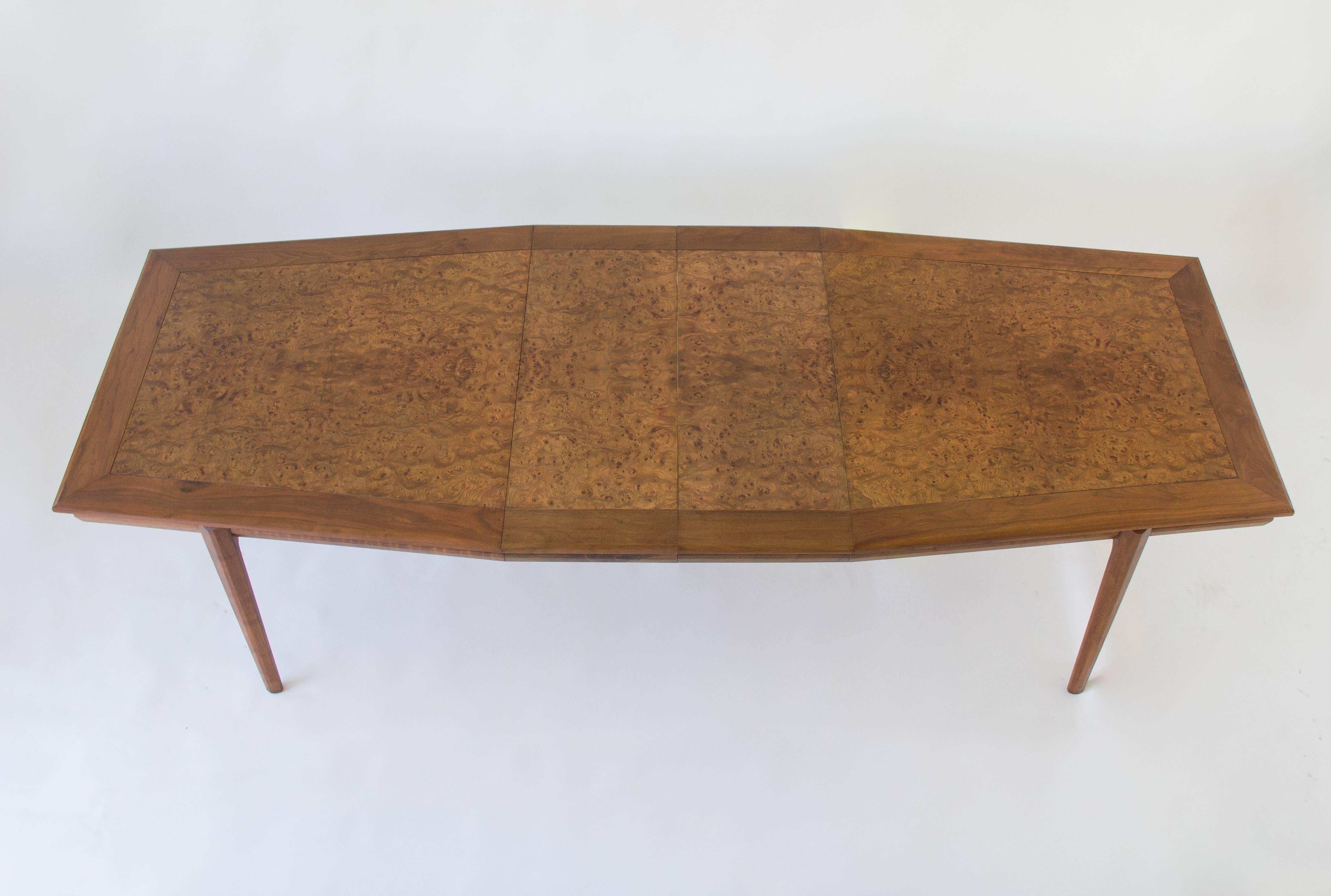 Cal-Mode Dining or Conference Table with Burlwood Inlay In Excellent Condition In Los Angeles, CA