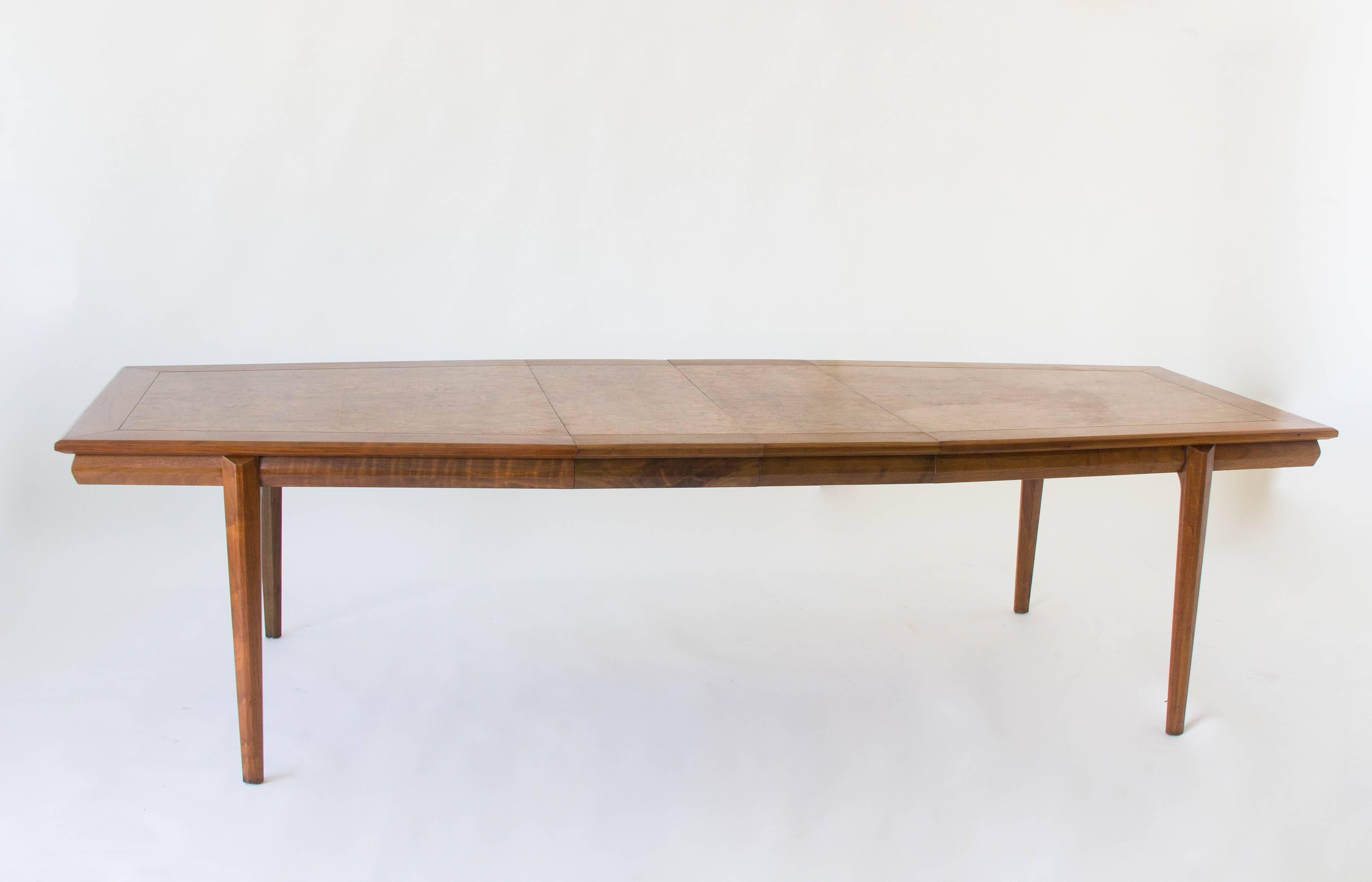 Mid-20th Century Cal-Mode Dining or Conference Table with Burlwood Inlay