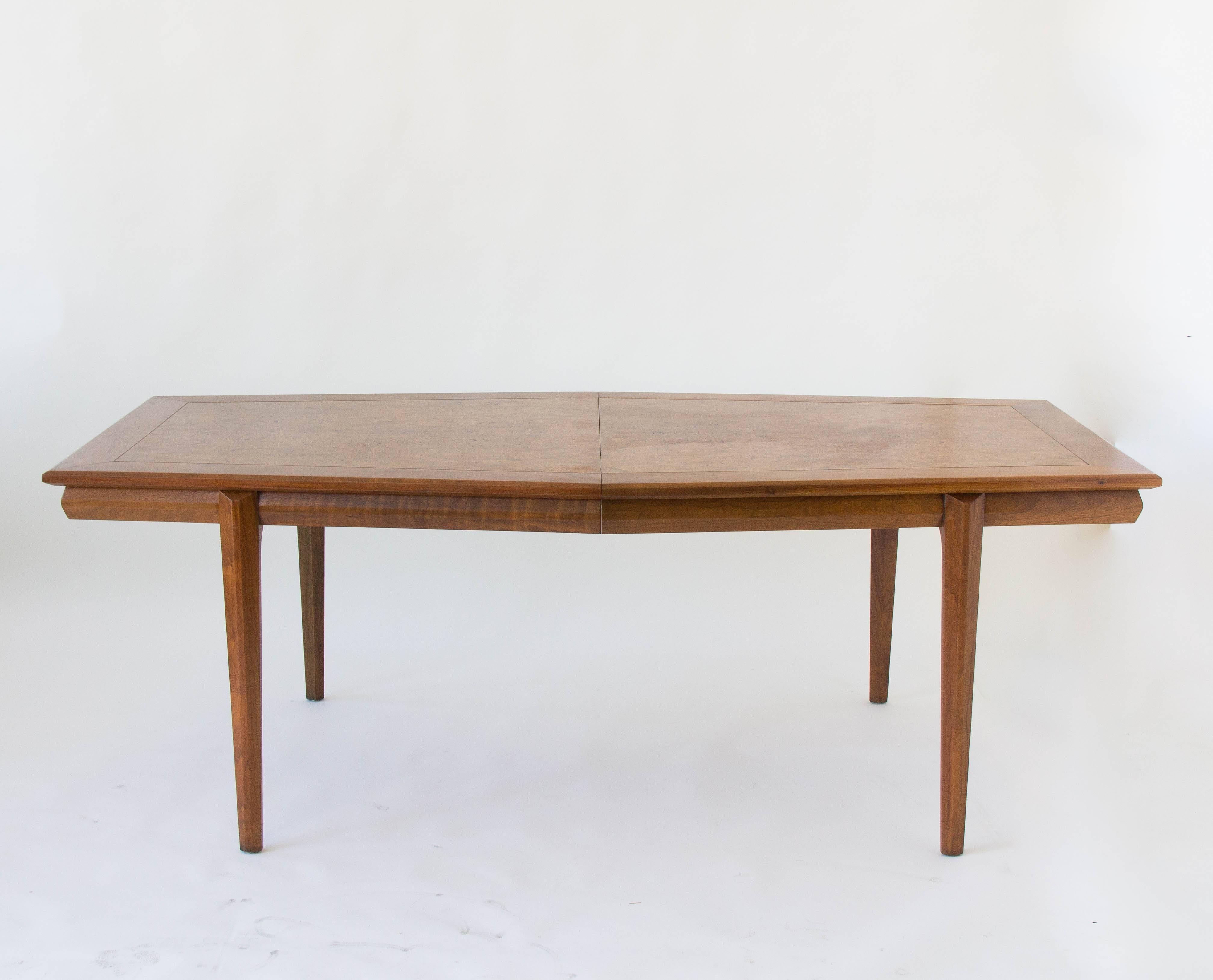 Veneer Cal-Mode Dining or Conference Table with Burlwood Inlay