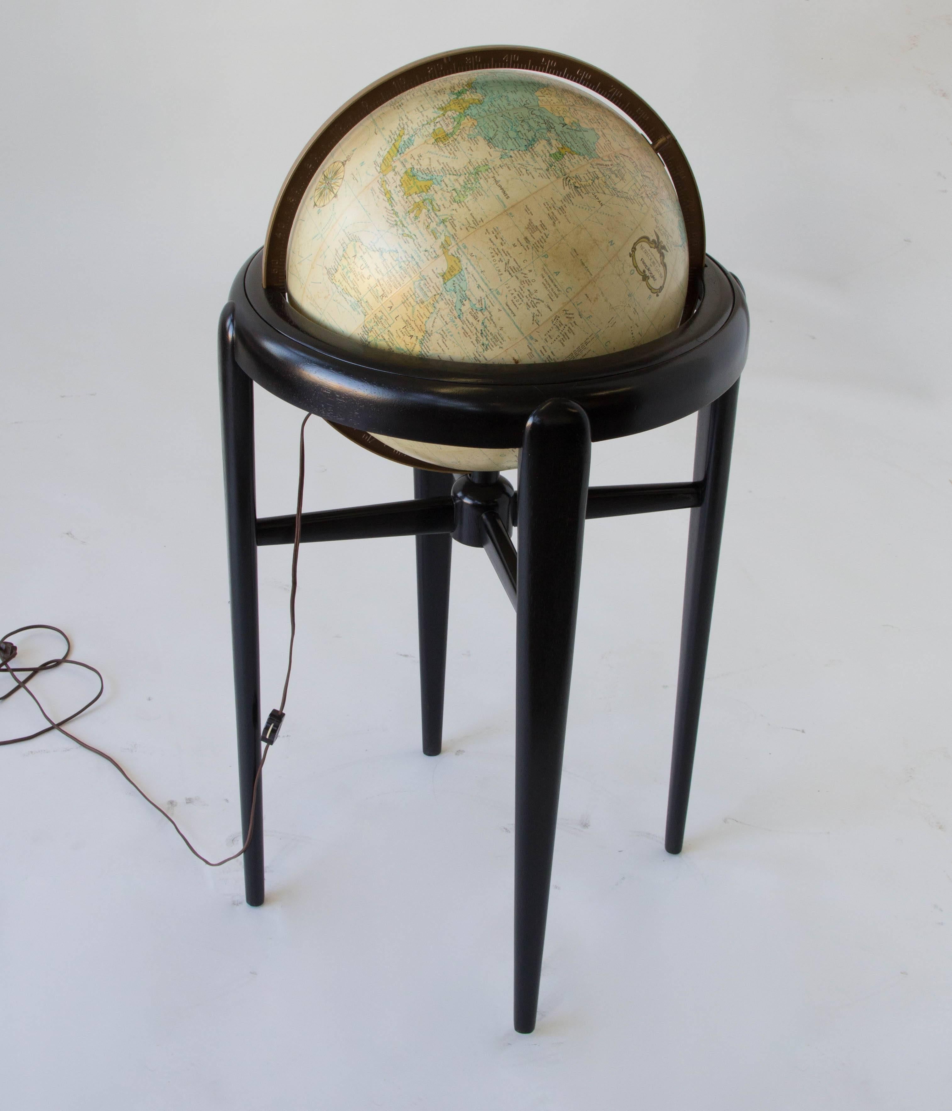 American Replogle Illuminating Globe in Wooden Stand