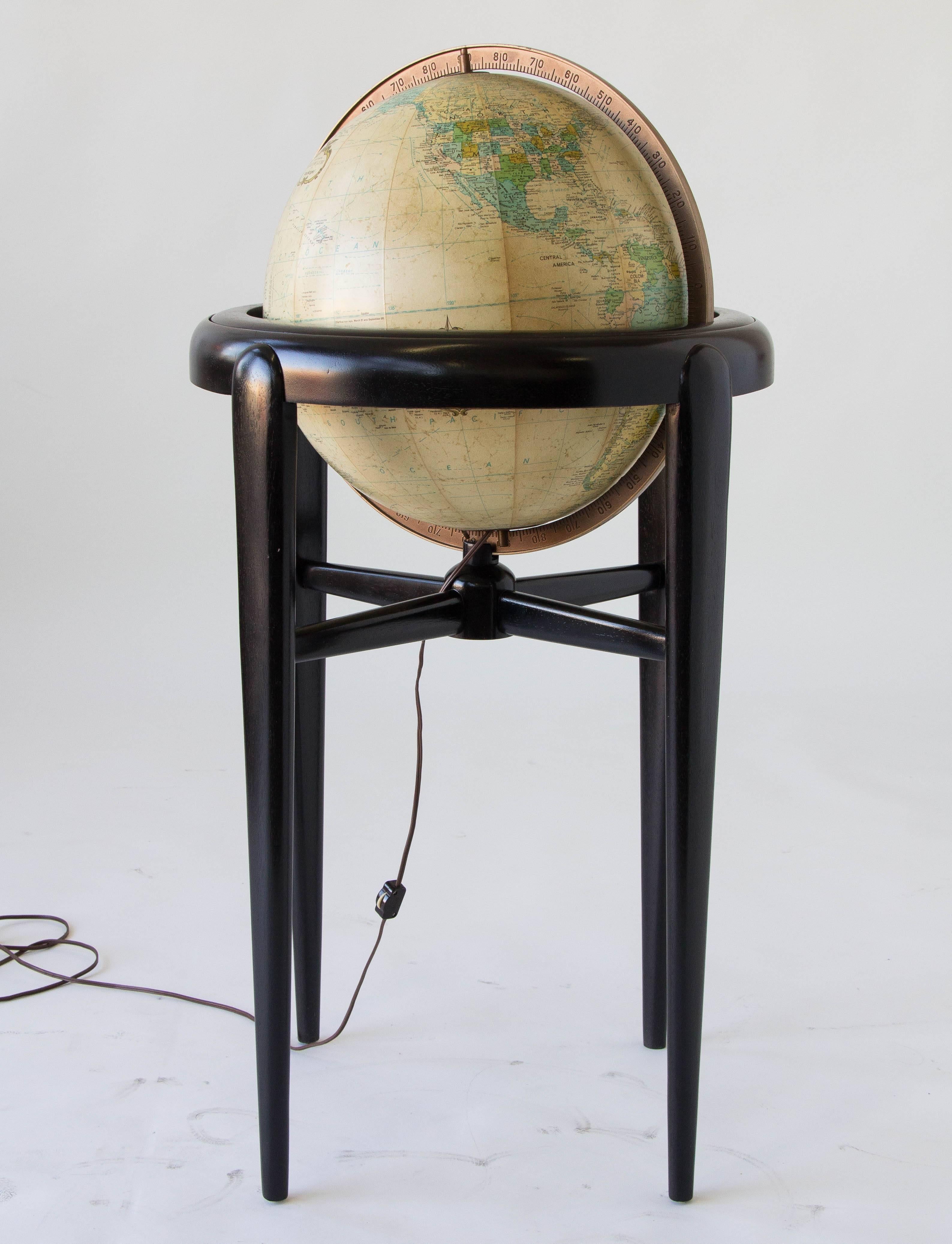 Replogle Illuminating Globe in Wooden Stand In Excellent Condition In Los Angeles, CA
