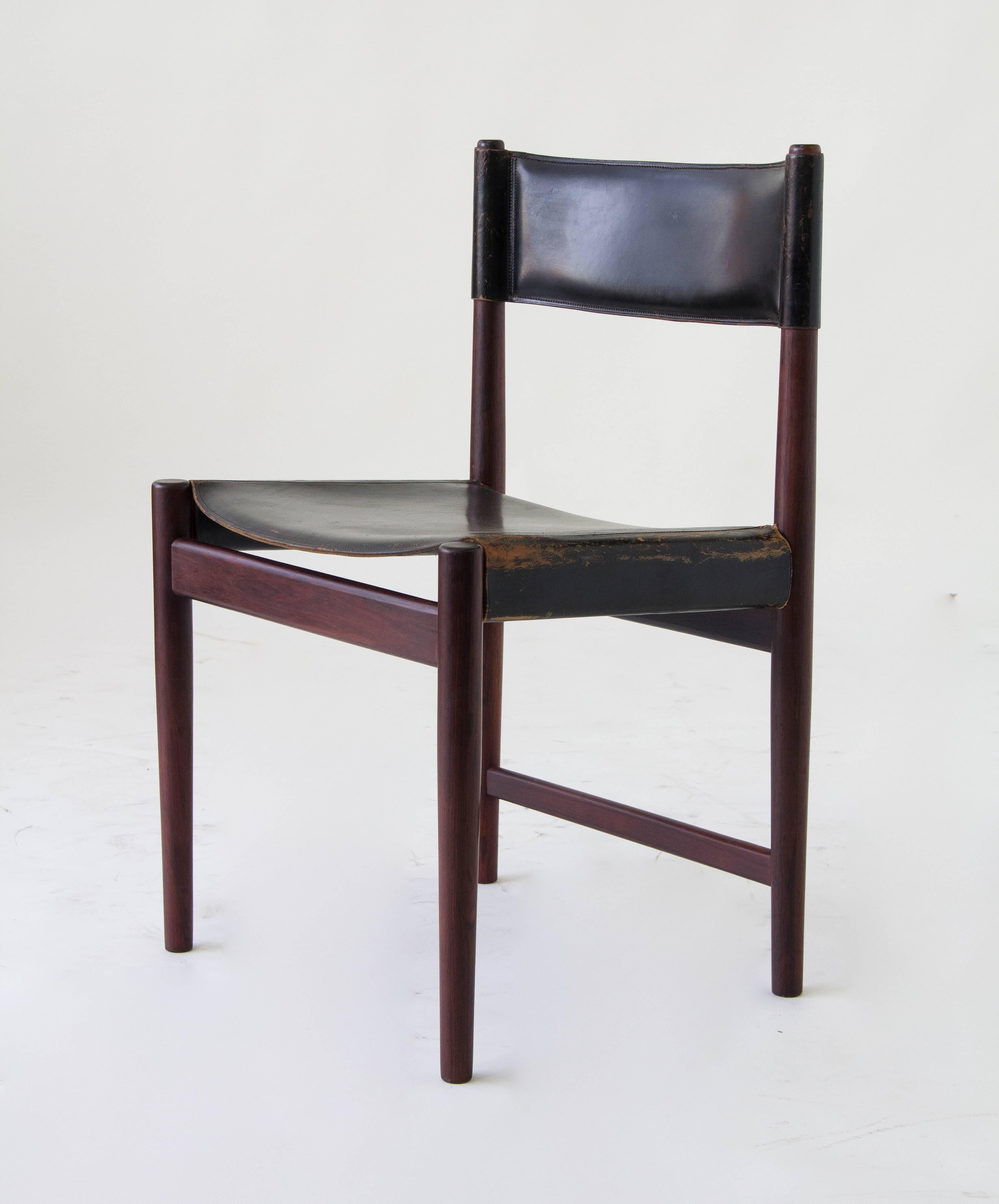 Mid-20th Century Set of Six Kurt Østervig Rosewood and Leather Dining Chairs
