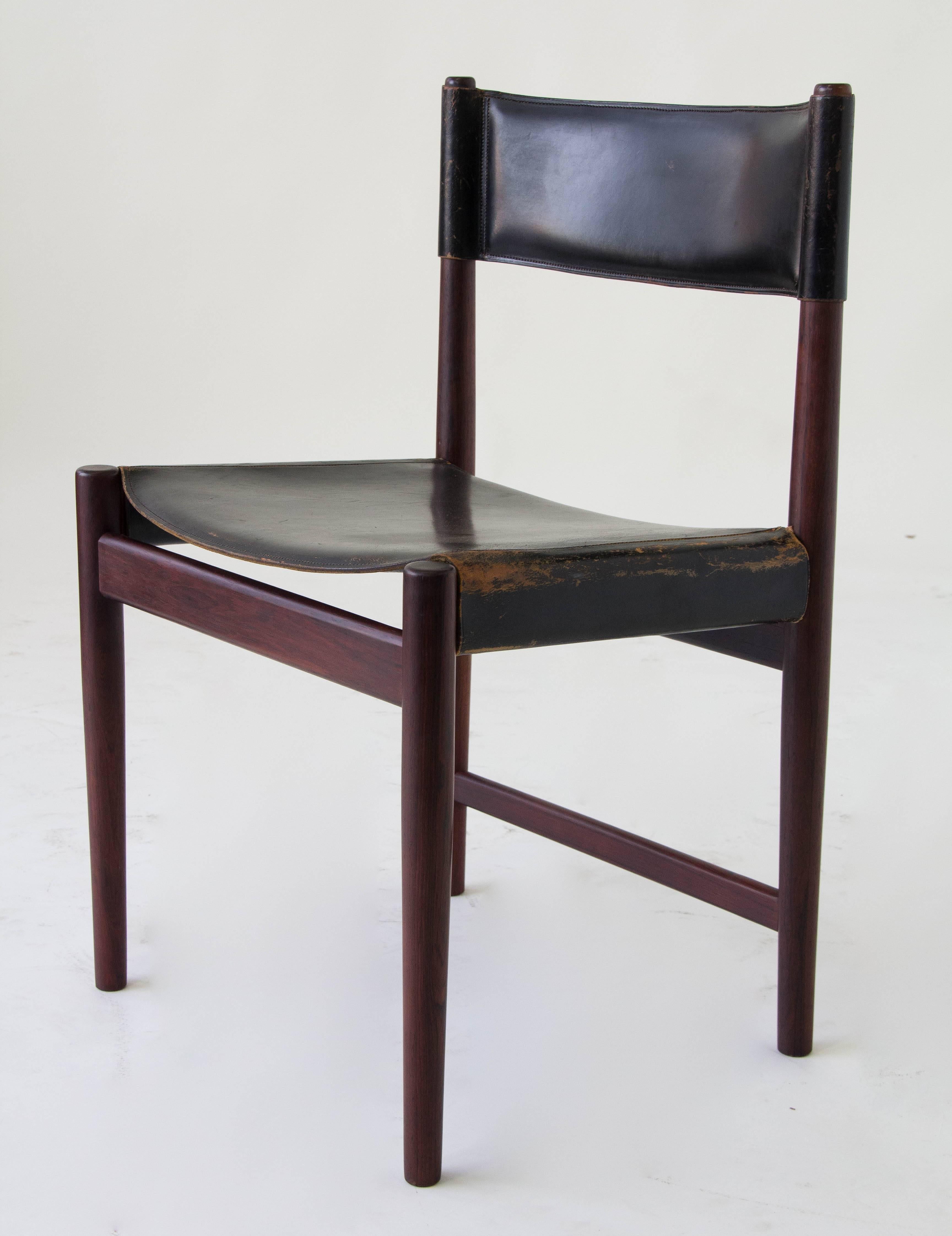 Danish Set of Six Kurt Østervig Rosewood and Leather Dining Chairs
