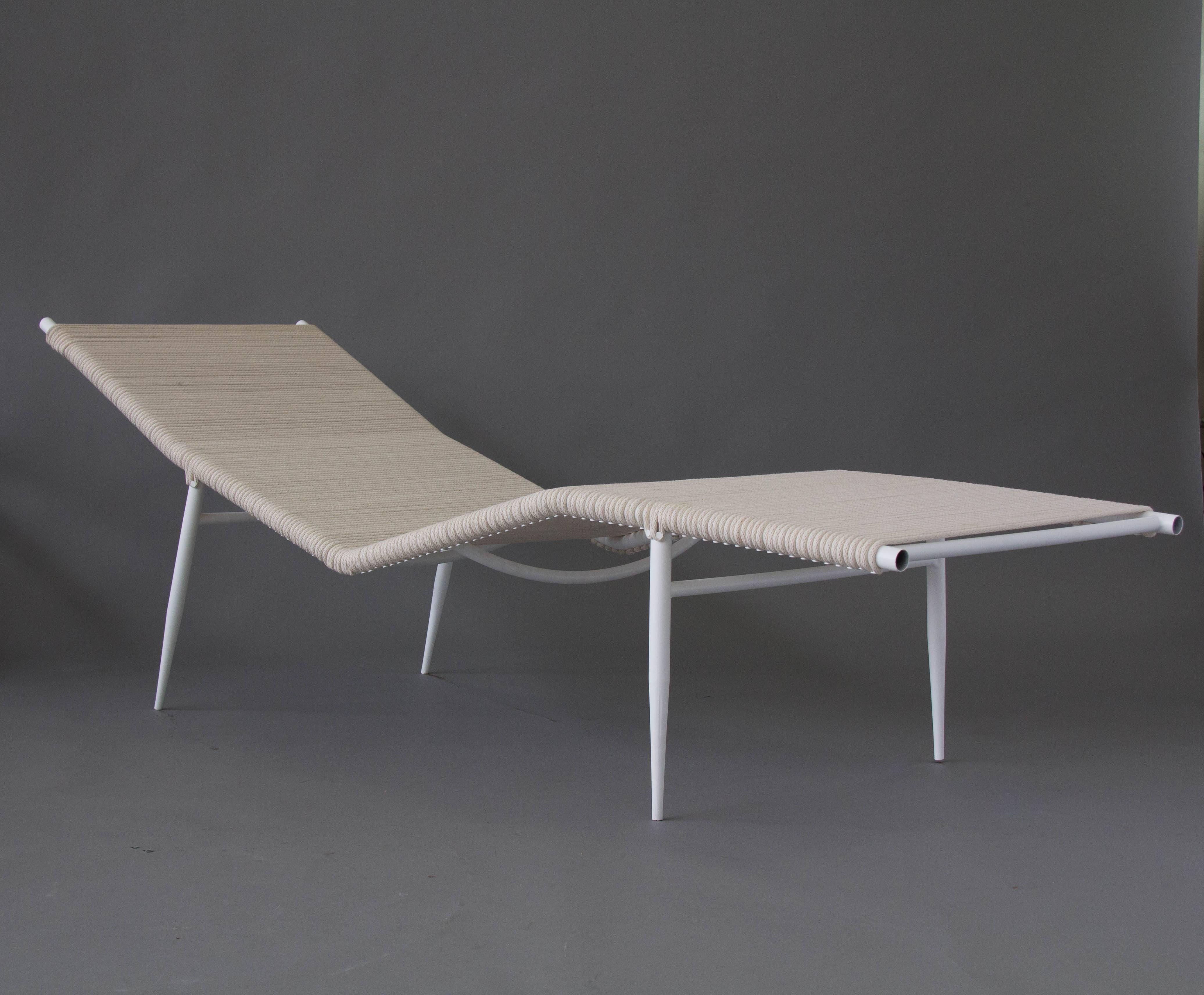 American Modernist Patio Chaise Lounge with Rope Seat by Mallin