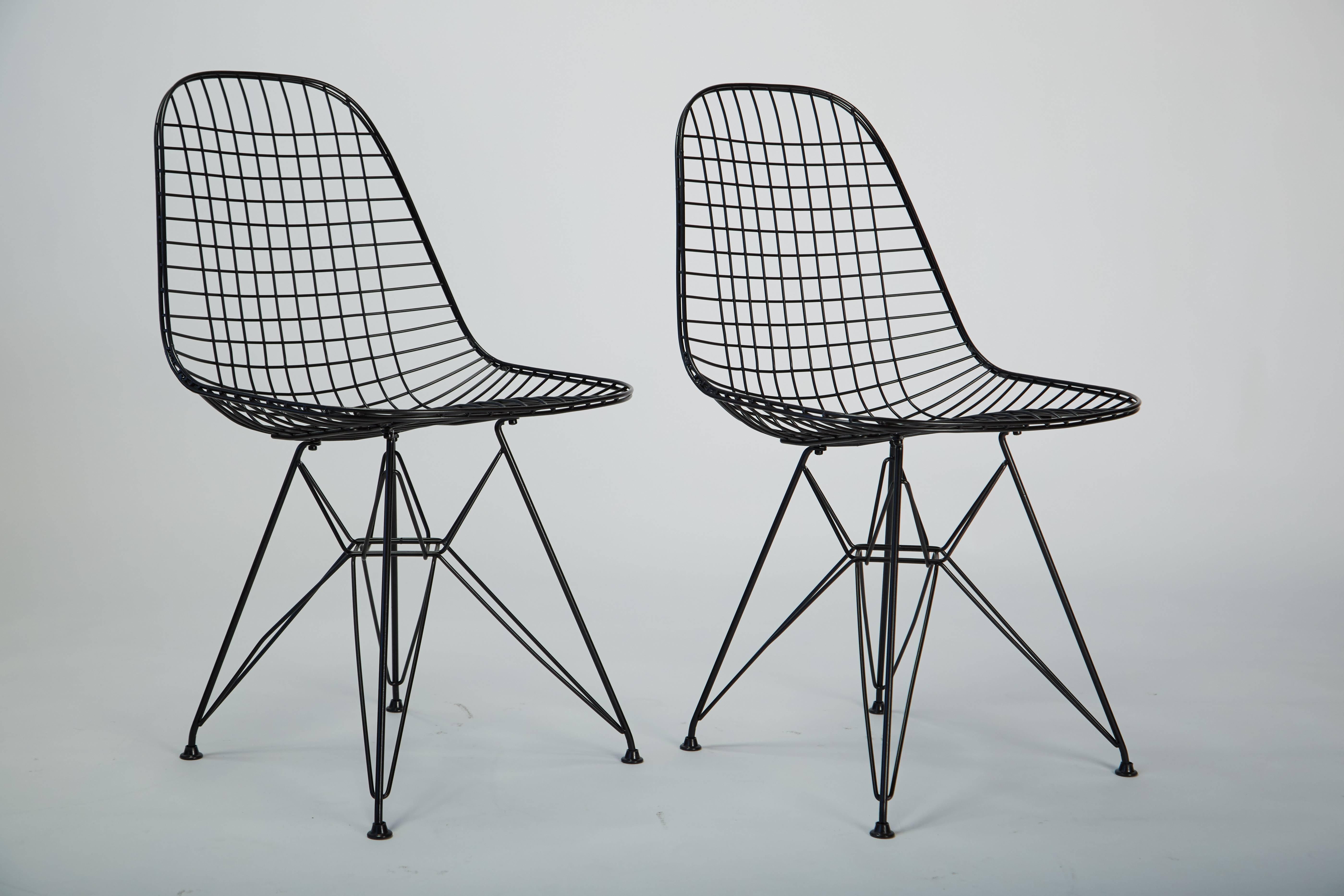 American Pair of Eames Wire Chairs DKR Eiffel Tower Base