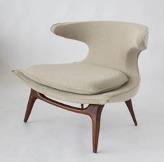 Karpen of California Lounge Wing Back "Horn Chair" in Knoll Boucle