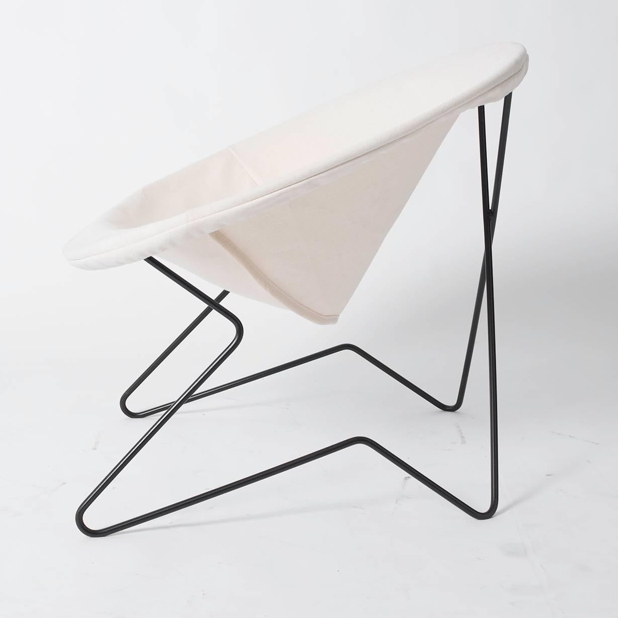 Powder-Coated Single Cantilevered Modernist Hoop Chair with Canvas Cover