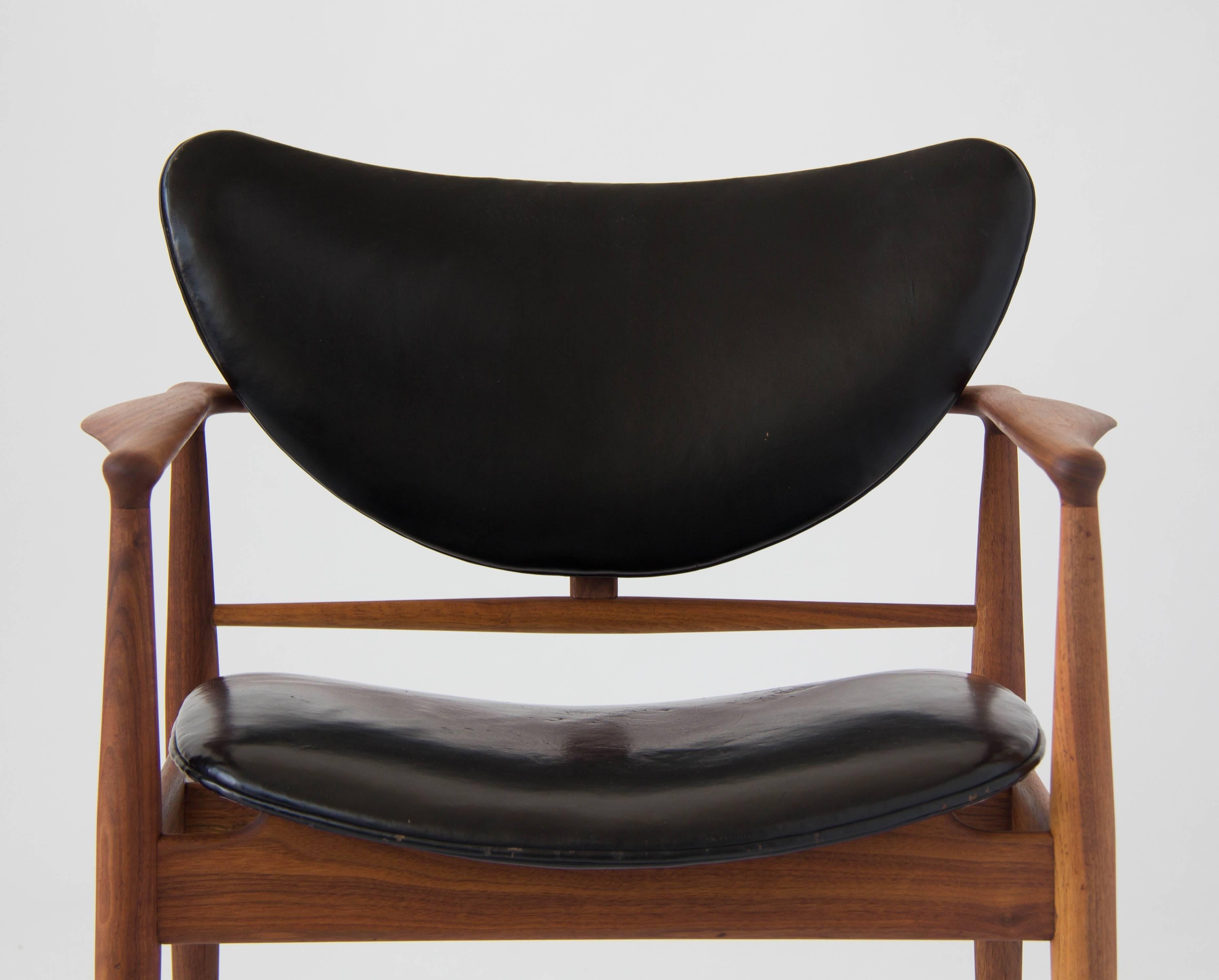 Leather Finn Juhl Model 48 Chair for Baker Furniture