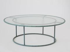 Walter Lamb Round Coffee Table with Hammered Glass Top