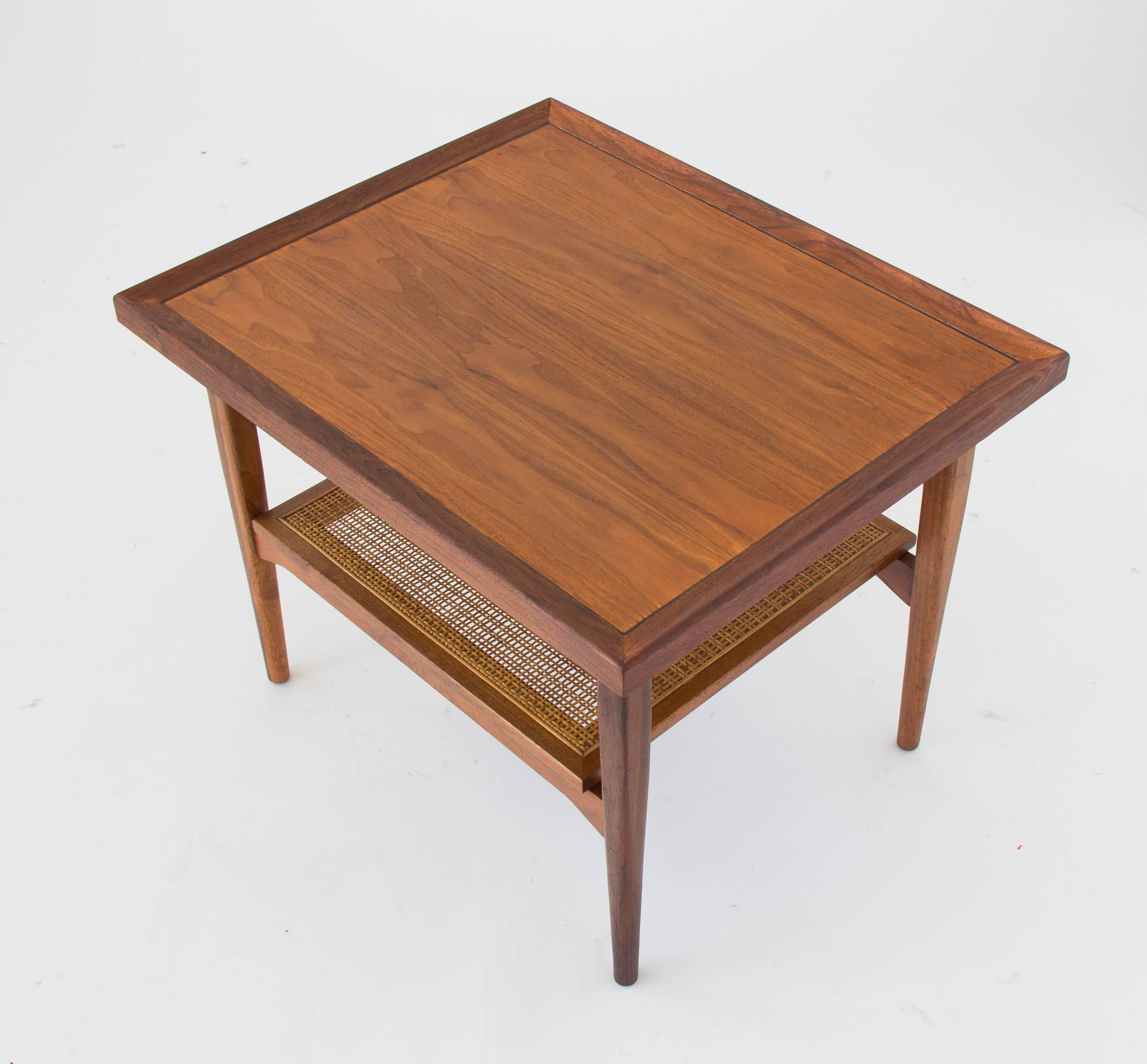 Mid-Century Modern Drexel Declaration Side Table with Cane Shelf