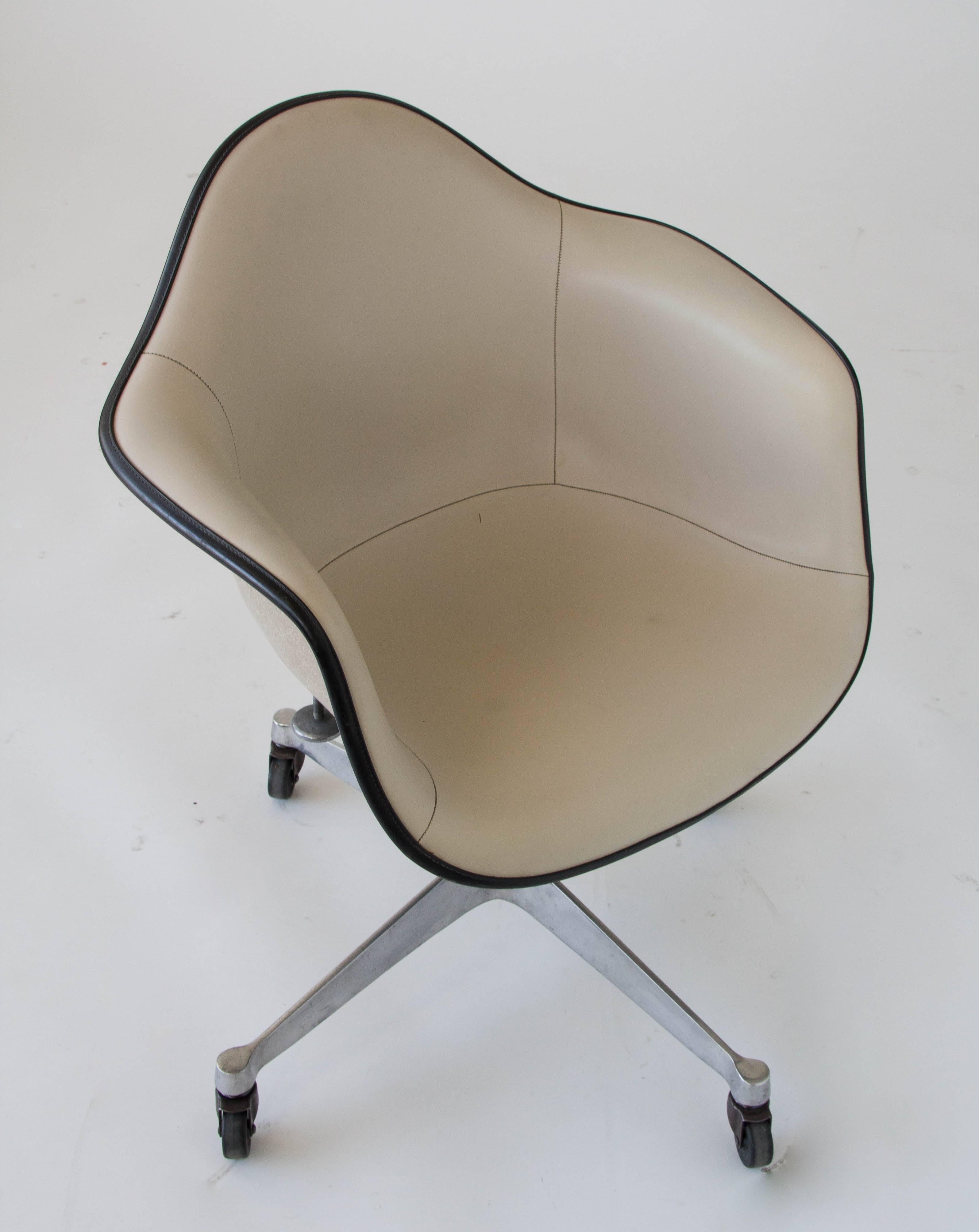 American Ray & Charles Eames Wheeled Shell Chair with Vinyl Cover