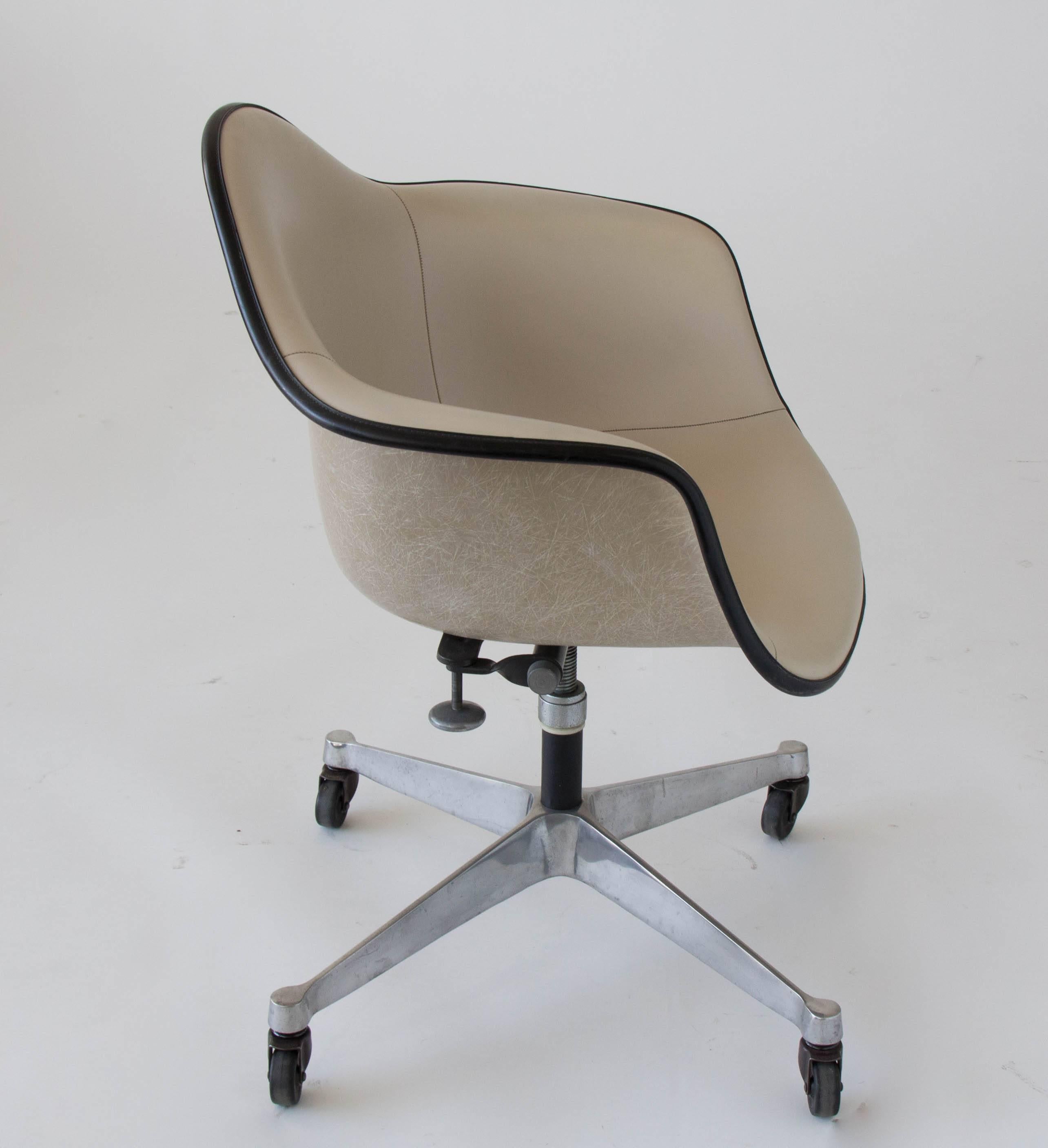 20th Century Ray & Charles Eames Wheeled Shell Chair with Vinyl Cover