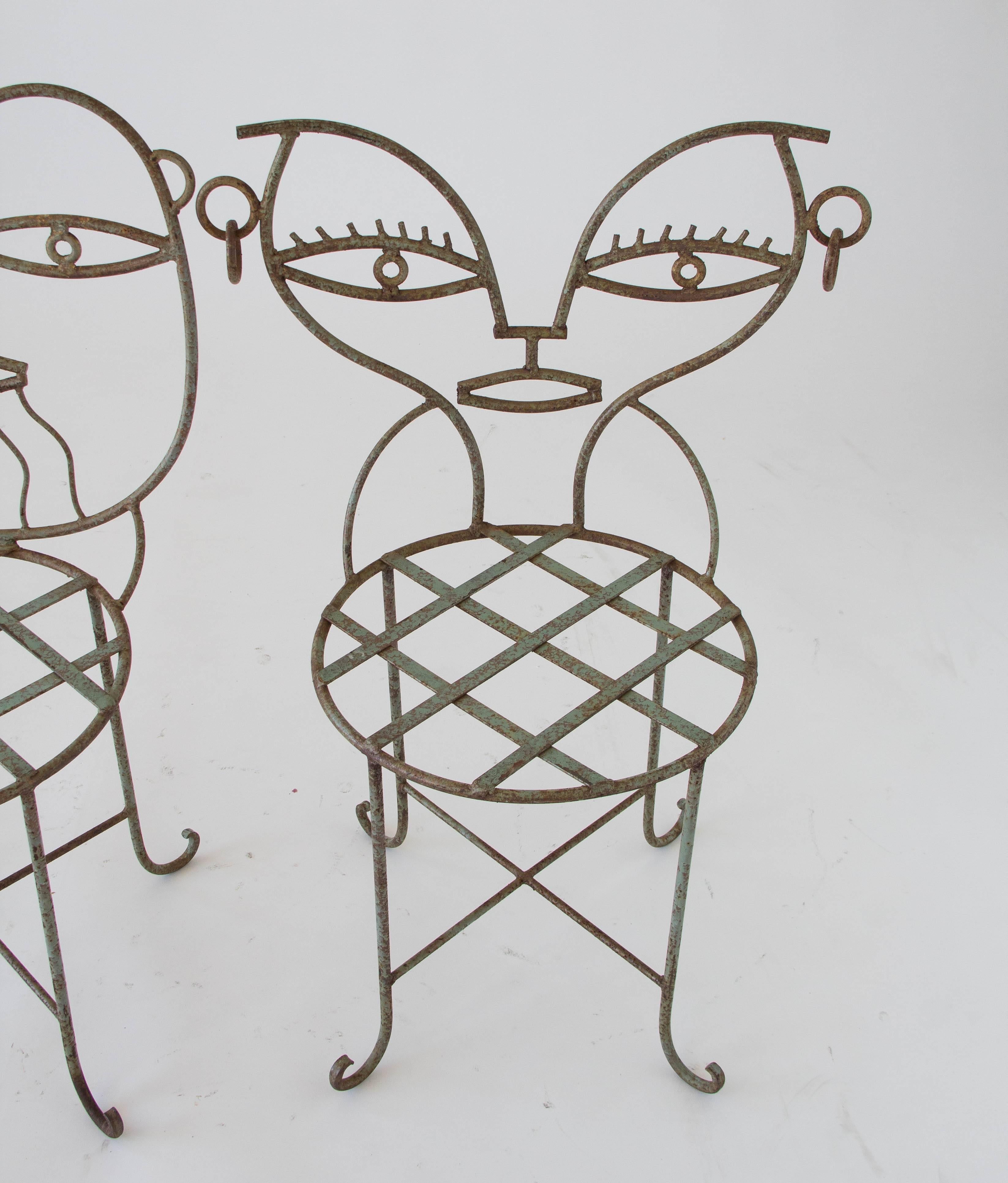 Mid-Century Modern Picasso-Esque Patio Set with His-and-hers Chairs