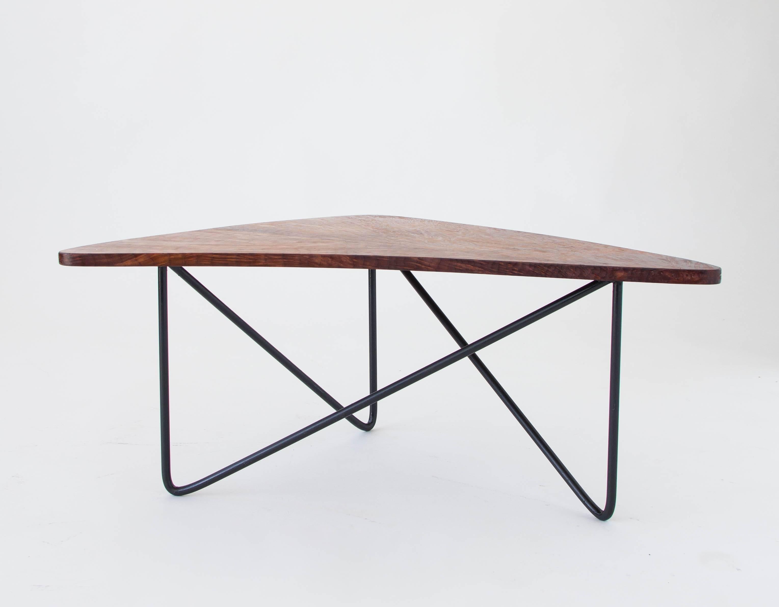 American Mid-Century Modern Solid Burl Wood Side Table