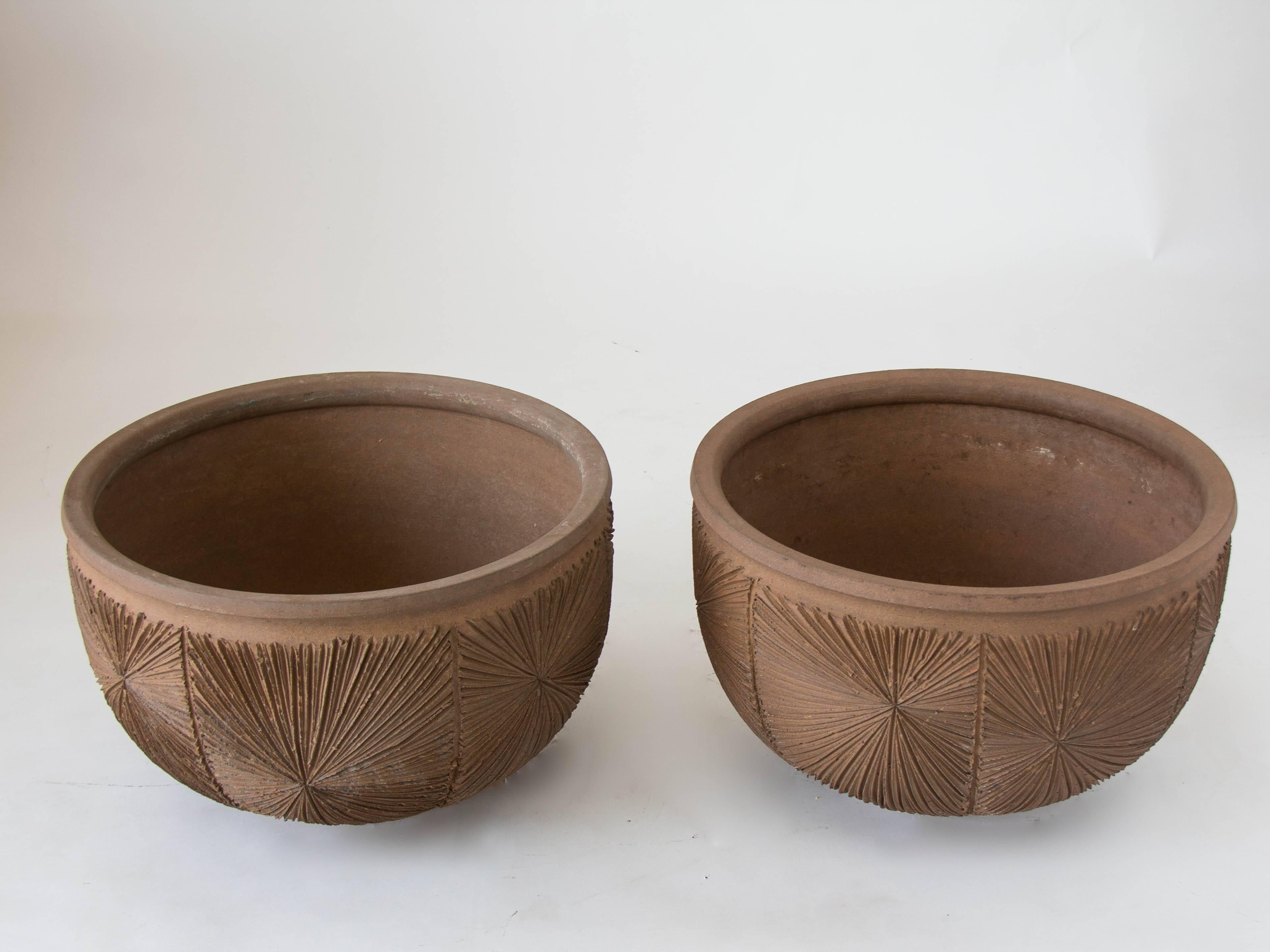 Stoneware Pair of Robert Maxwell and David Cressey Earthgender Large Bowl Planters