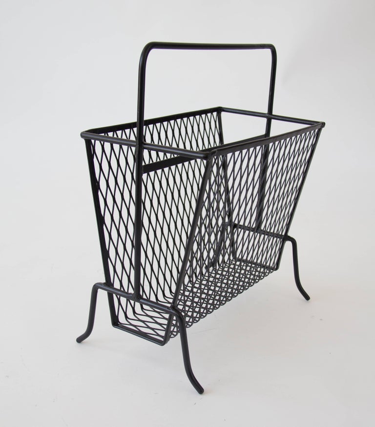 Wire Magazine Rack Tabletop Mid-Century Wire Mesh Magazine Rack at 1stDibs