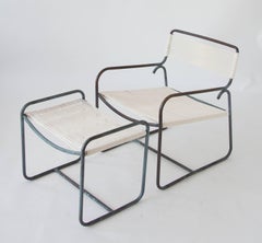 Single Walter Lamb Patio Lounge Chair and Ottoman Set