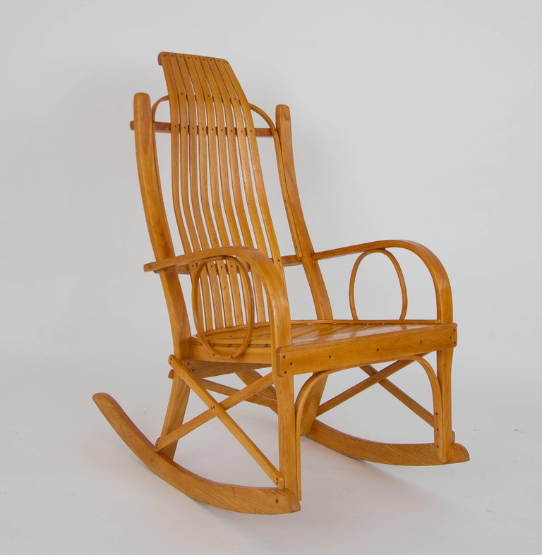 Bentwood Adirondack Rocking Chair with Slatted Seat For ...