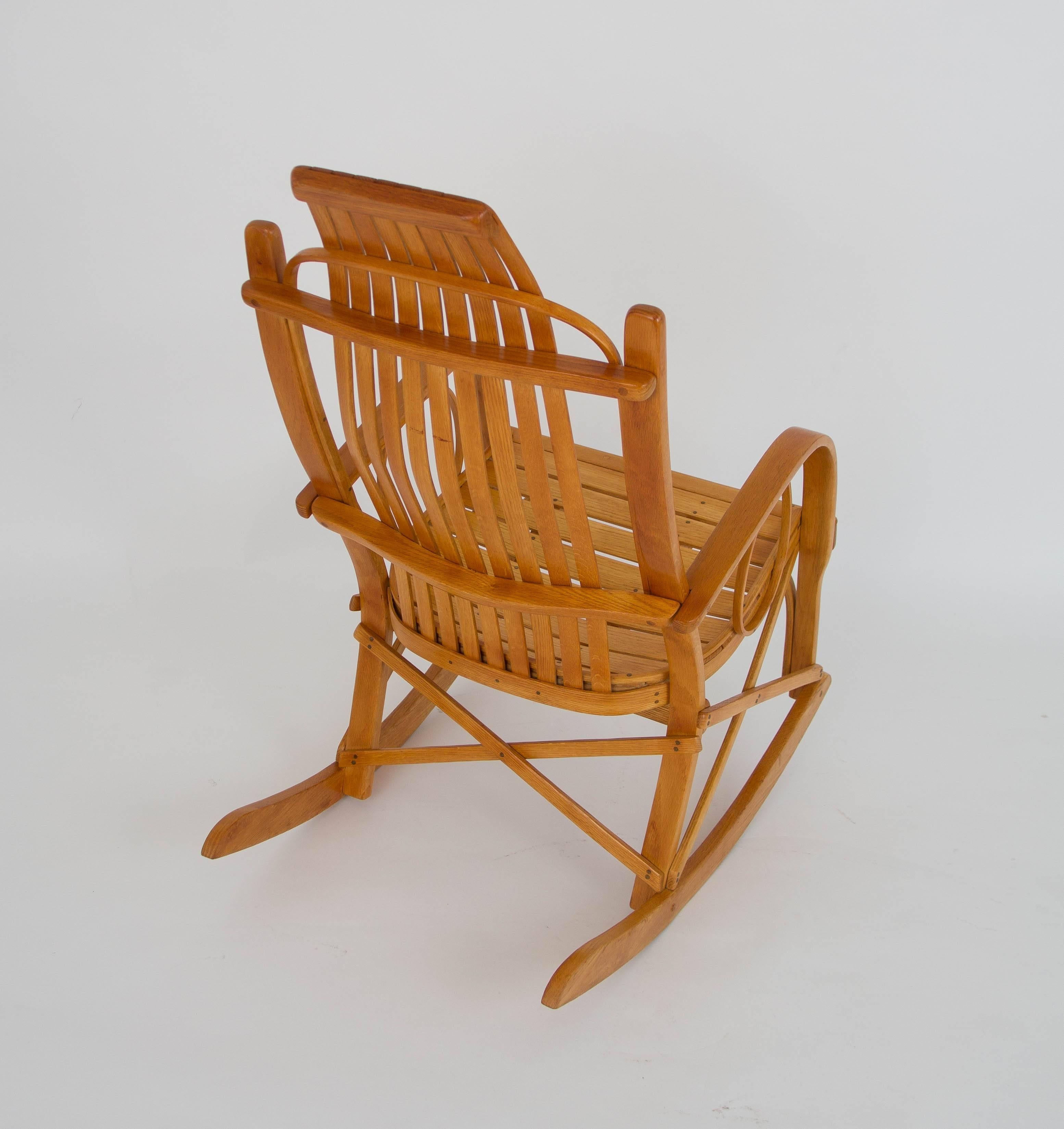 American Craftsman Bentwood Adirondack Rocking Chair with Slatted Seat