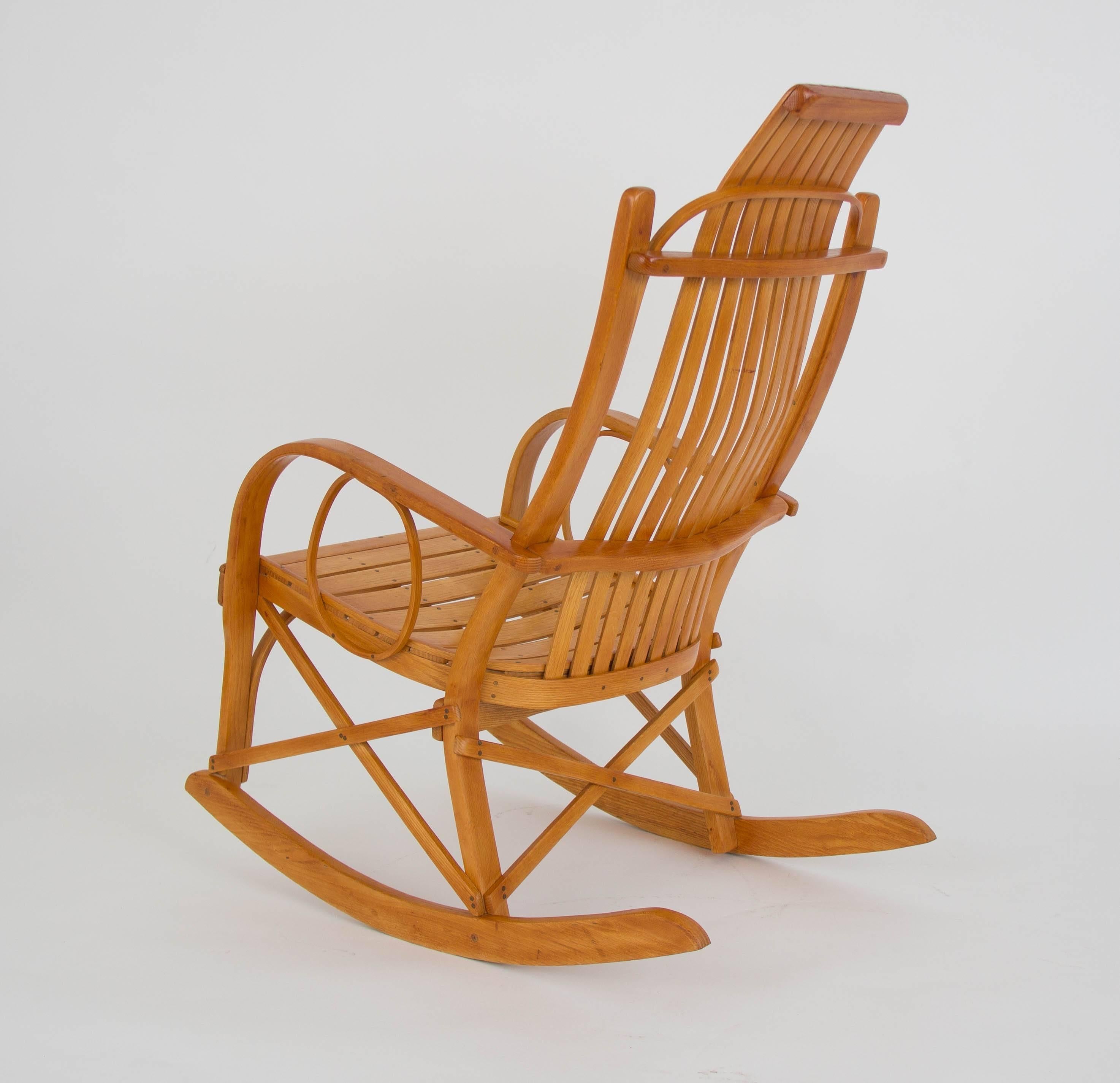 American Bentwood Adirondack Rocking Chair with Slatted Seat