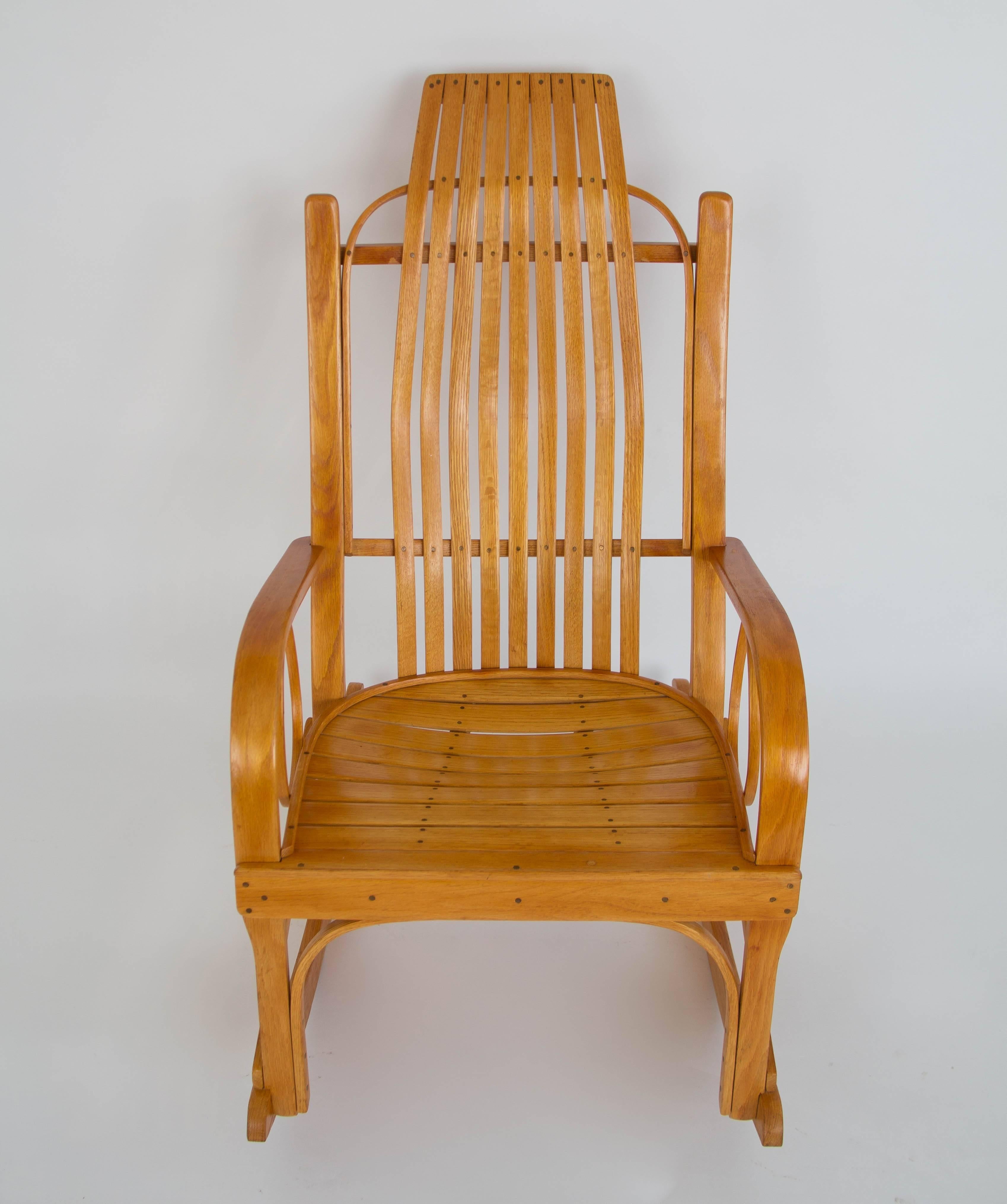 Contemporary Bentwood Adirondack Rocking Chair with Slatted Seat
