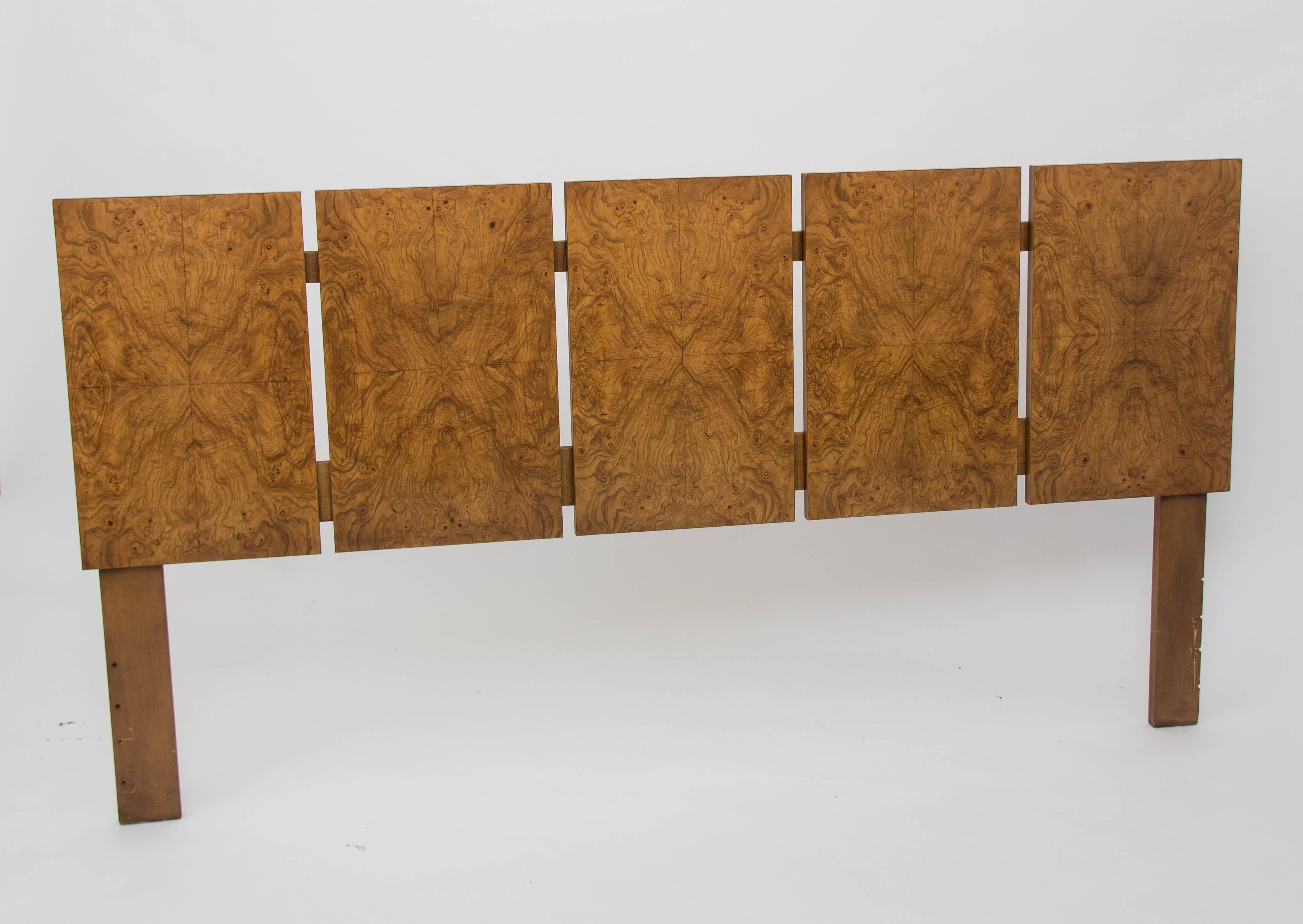 American Olive Burl Wood King-Sized Headboard by Milo Baughman for Lane